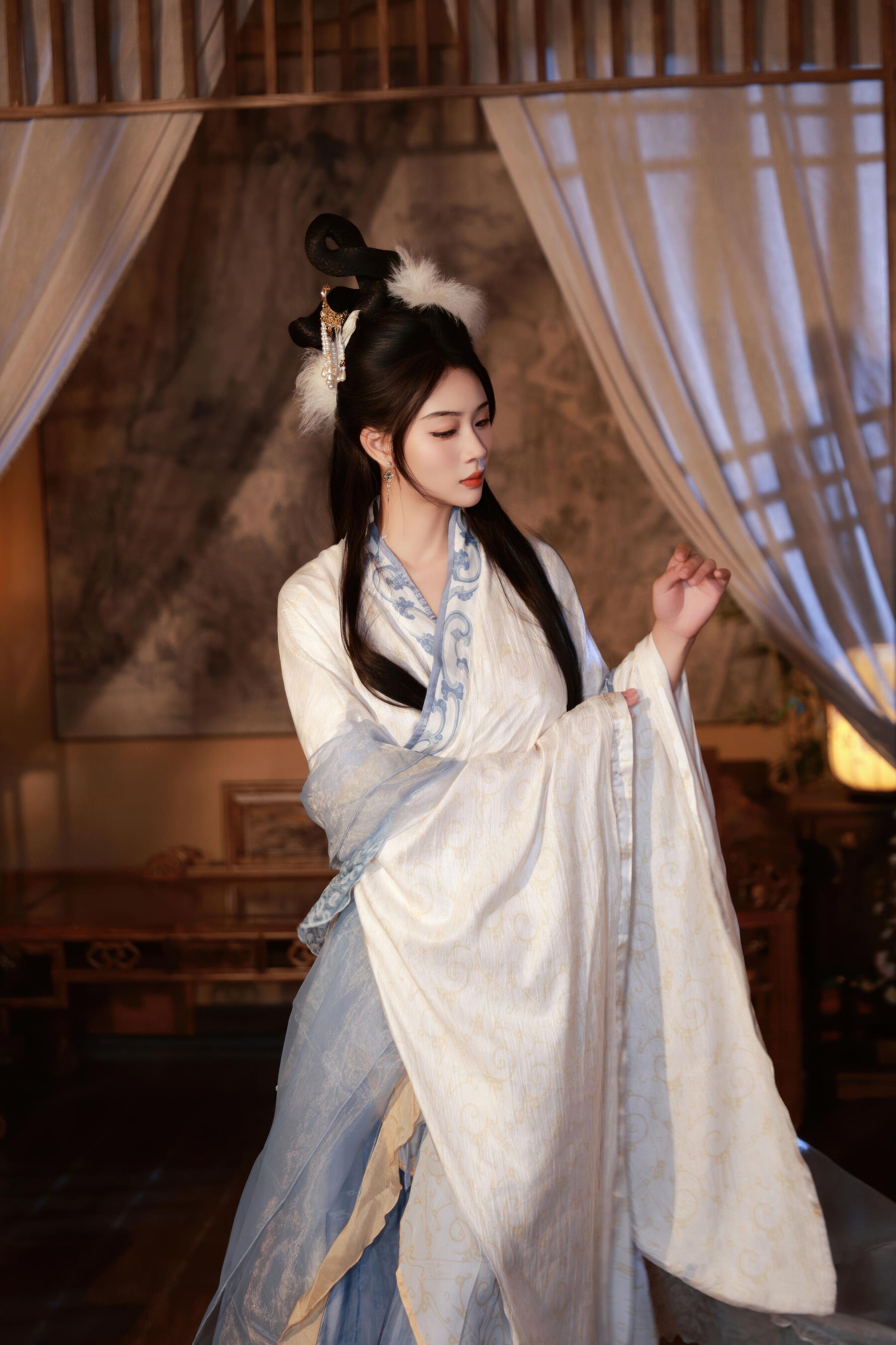 [私房] นานเฉียว - ธีมเทศกาลกลางฤดูใบไม้ร่วง ชุดฮั่นฟูโบราณ ฉางเอ๋อ: สติ๊กเกอร์ผ้าบางสไตล์โบราณ ขาเรียว 114P