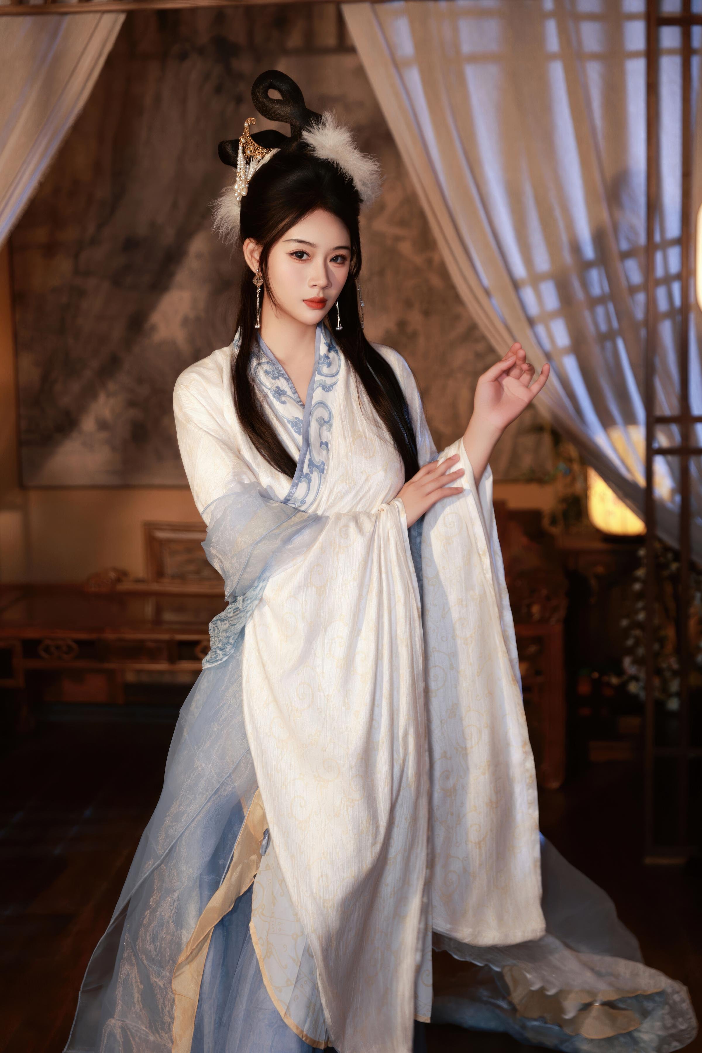 [私房] นานเฉียว - ธีมเทศกาลกลางฤดูใบไม้ร่วง ชุดฮั่นฟูโบราณ ฉางเอ๋อ: สติ๊กเกอร์ผ้าบางสไตล์โบราณ ขาเรียว 114P