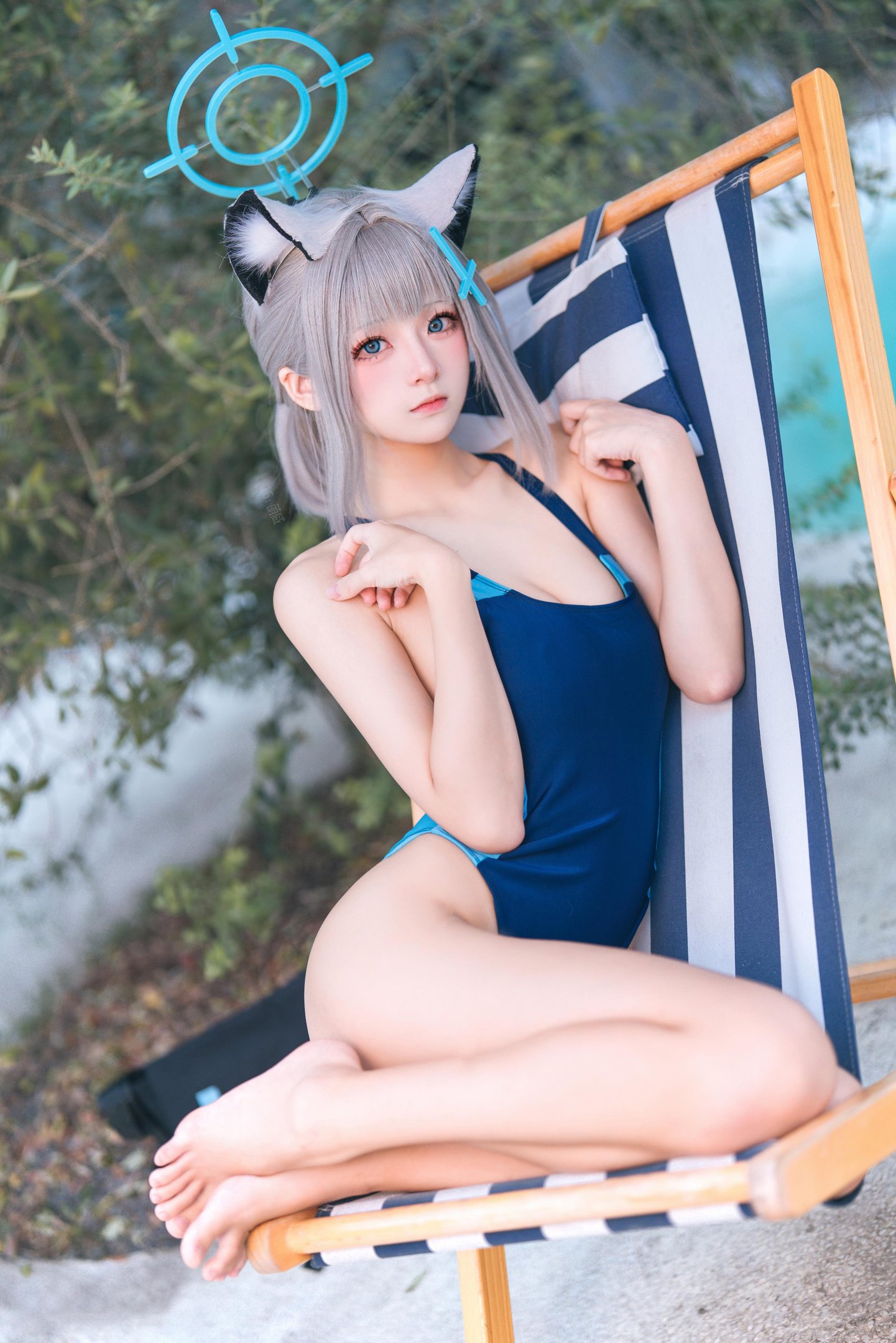 [cosplay] 九柒喵 - 蔚蓝档案 砂狼白子泳装：泳池蓝色泳装角色还原 34P