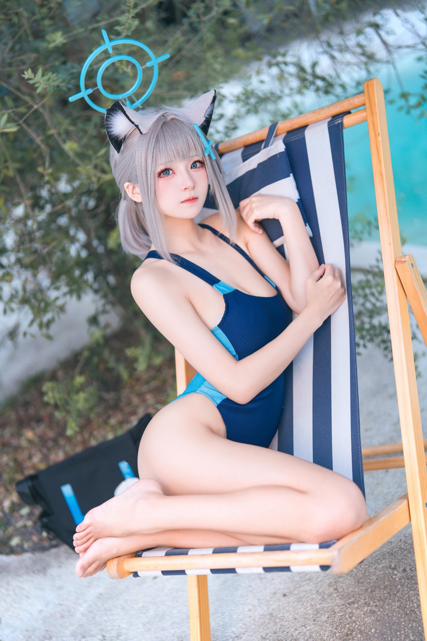 [cosplay] 九柒喵 - 蔚蓝档案 砂狼白子泳装：泳池蓝色泳装角色还原 34P