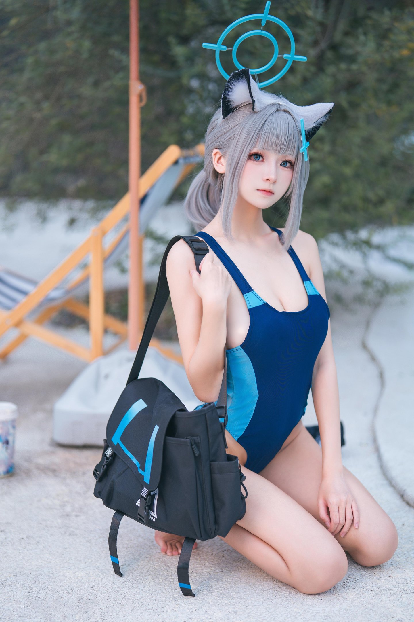 [cosplay] 九柒喵 - 蔚蓝档案 砂狼白子泳装：泳池蓝色泳装角色还原 34P