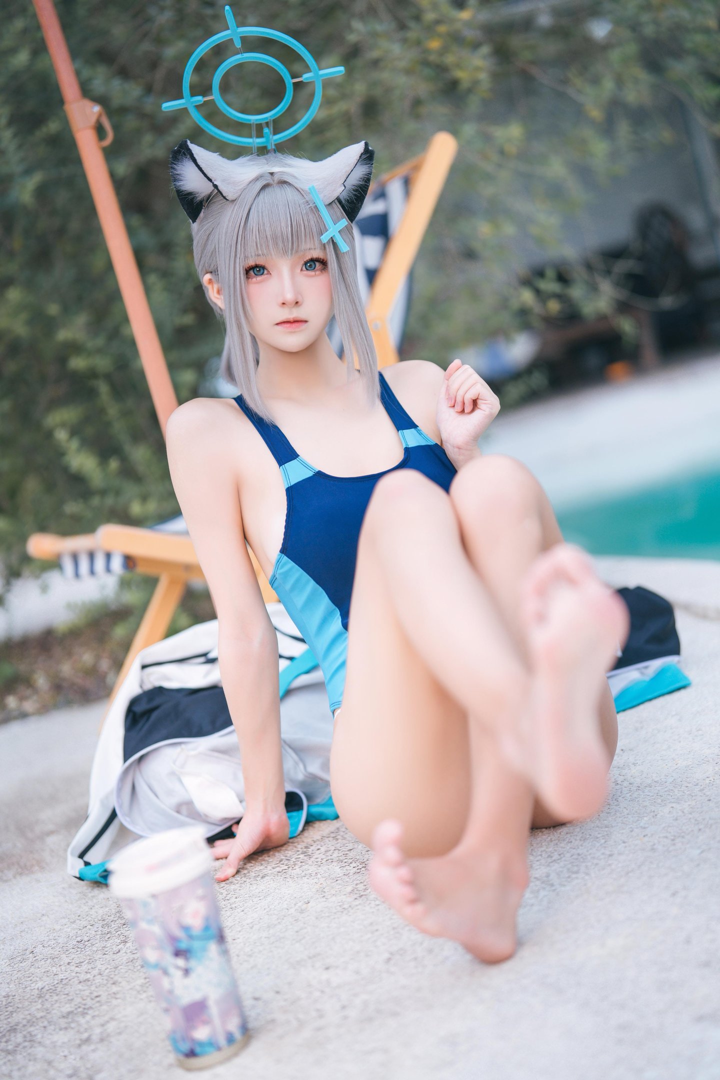 [cosplay] 九柒喵 - 蔚蓝档案 砂狼白子泳装：泳池蓝色泳装角色还原 34P