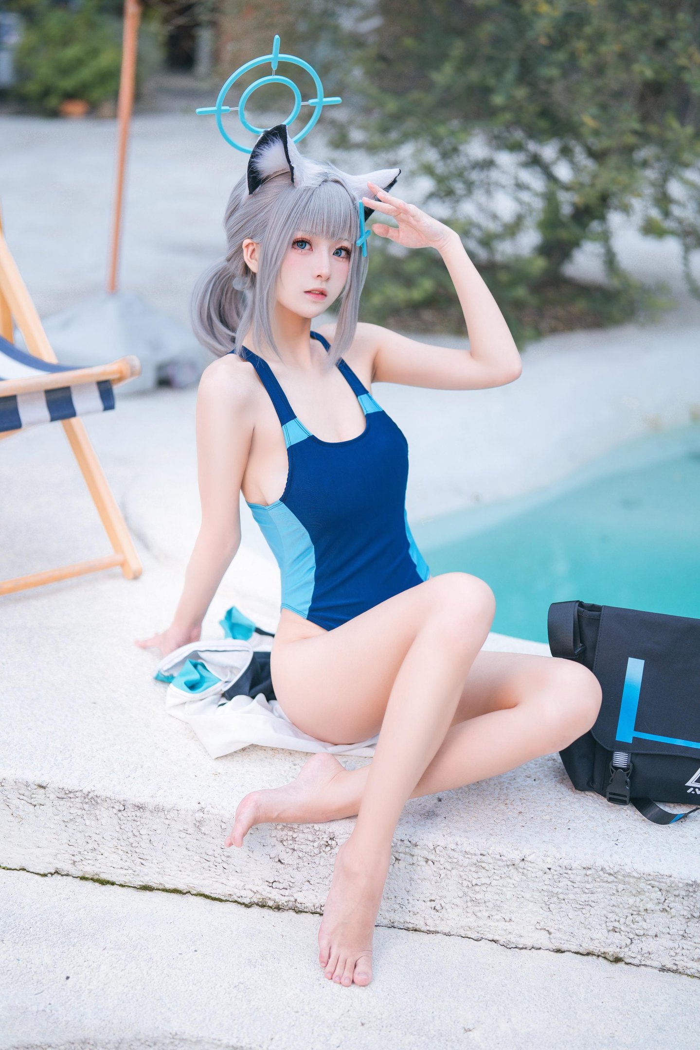 [cosplay] 九柒喵 - 蔚蓝档案 砂狼白子泳装：泳池蓝色泳装角色还原 34P