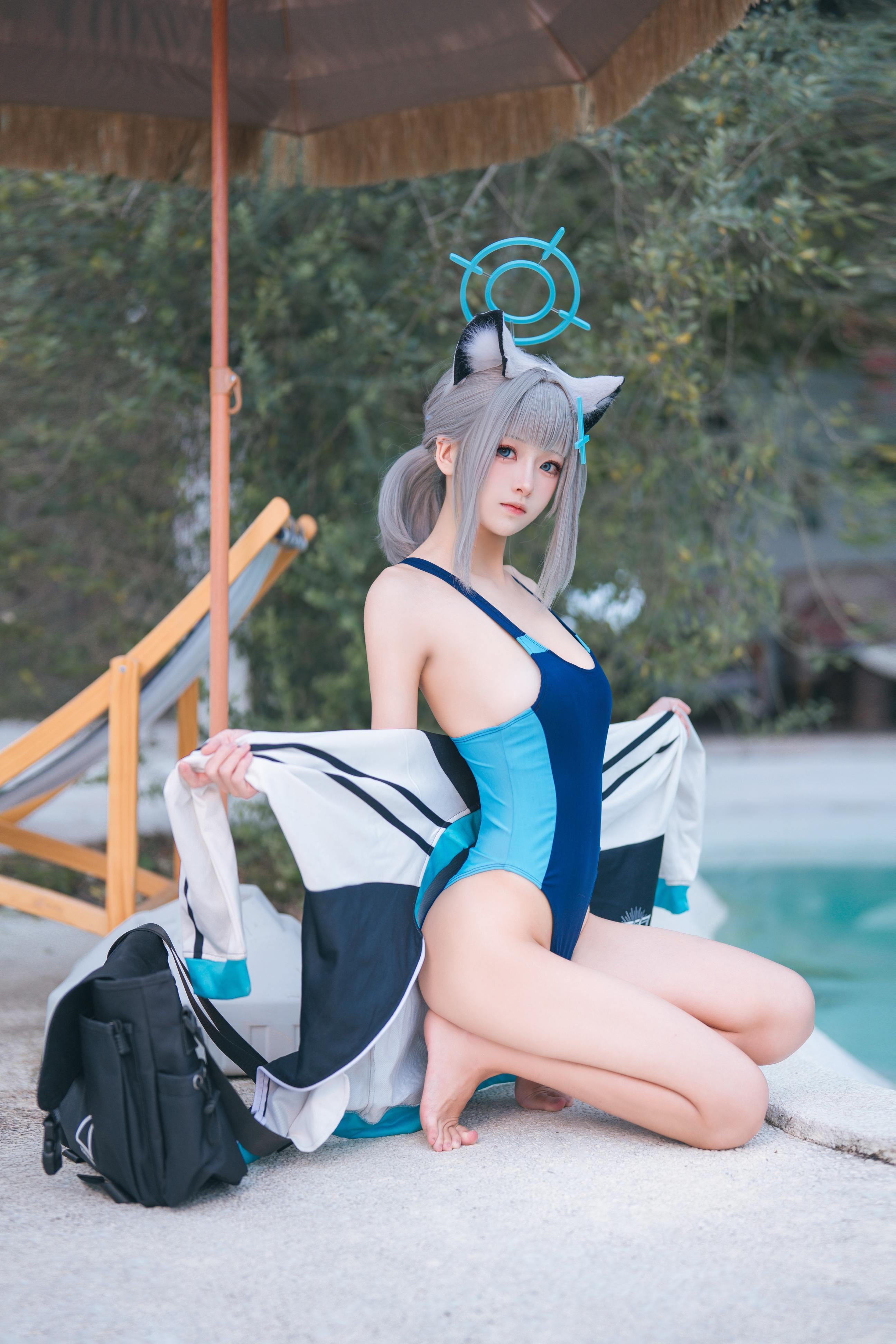 [cosplay] 九柒喵 - 蔚蓝档案 砂狼白子泳装：泳池蓝色泳装角色还原 34P