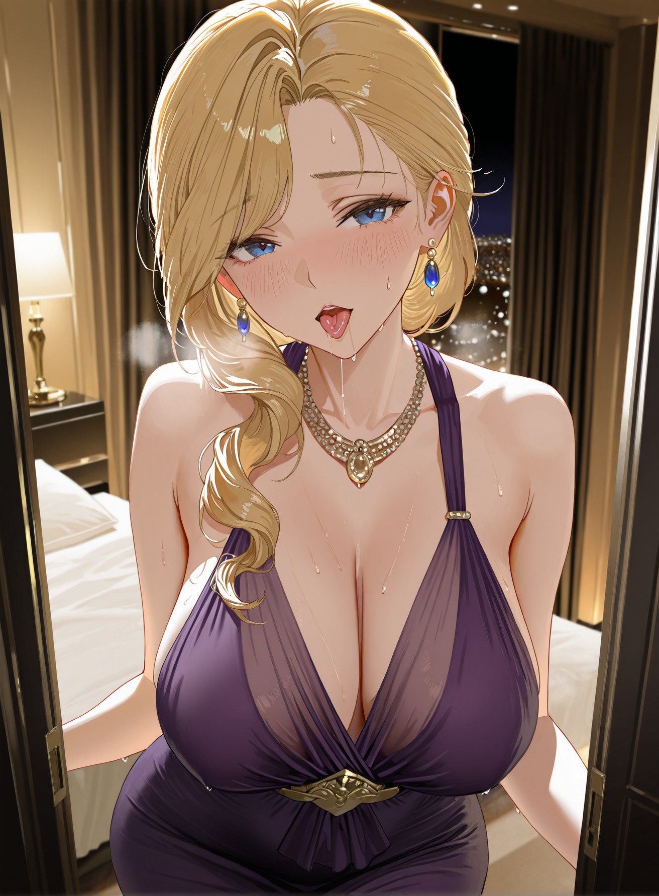 Cô Gái Anime Tạo Ra Bởi AI - 碧蓝航线 胡德: Đầm Dạ Hội Ngực Khủng, Đùi Đen Cao Gót 312P