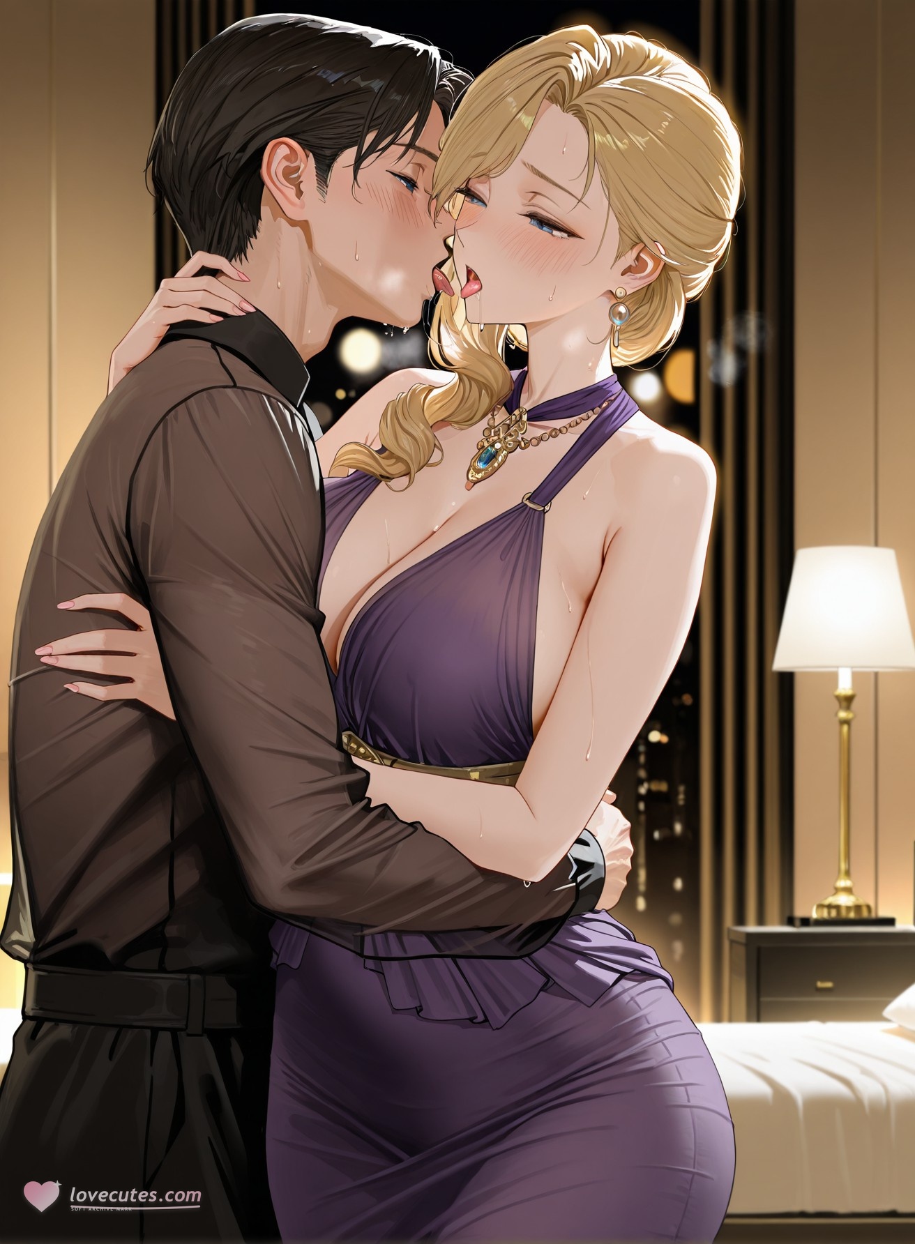 Cô Gái Anime Tạo Ra Bởi AI - 碧蓝航线 胡德: Đầm Dạ Hội Ngực Khủng, Đùi Đen Cao Gót 312P