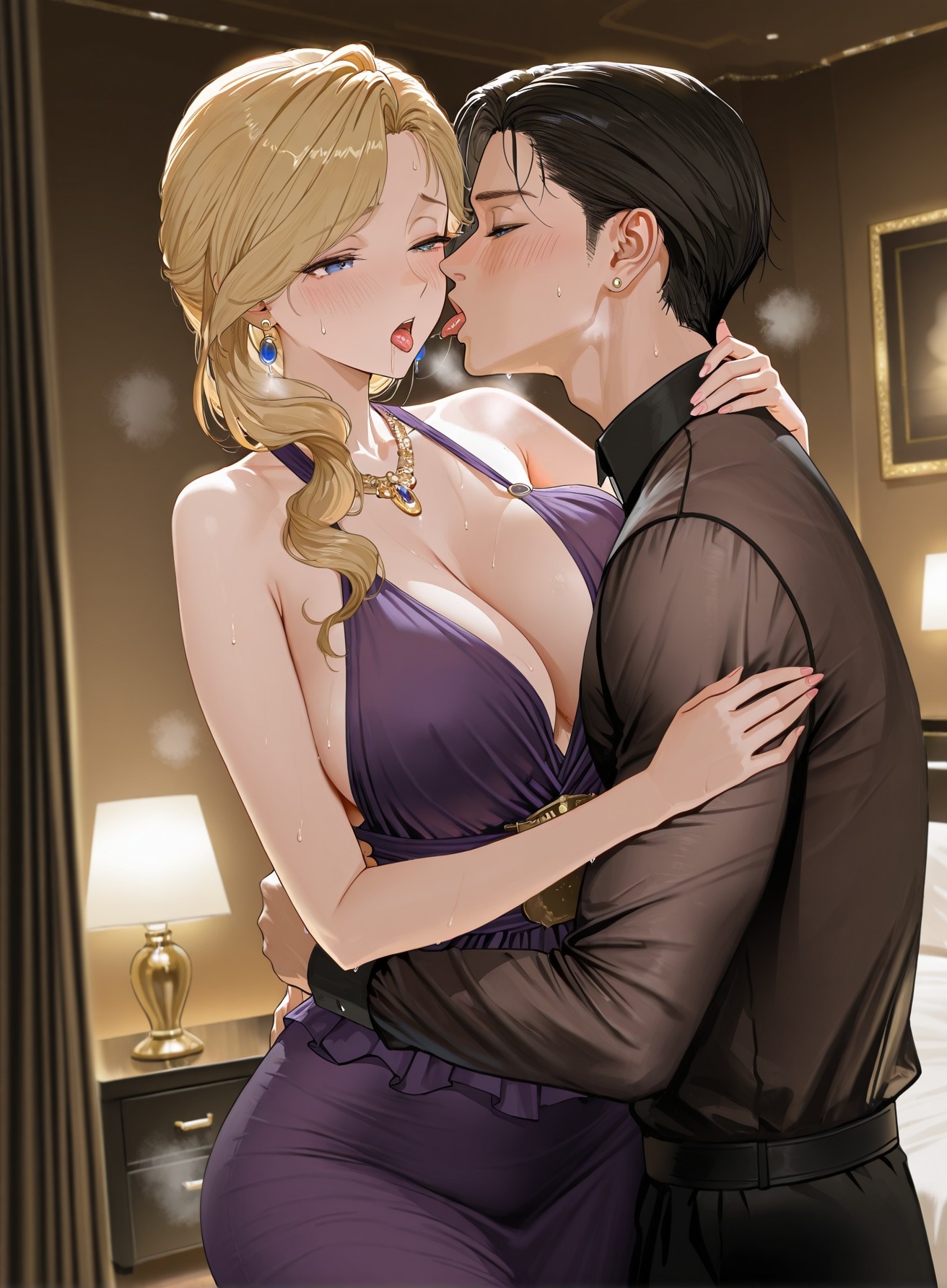 Cô Gái Anime Tạo Ra Bởi AI - 碧蓝航线 胡德: Đầm Dạ Hội Ngực Khủng, Đùi Đen Cao Gót 312P