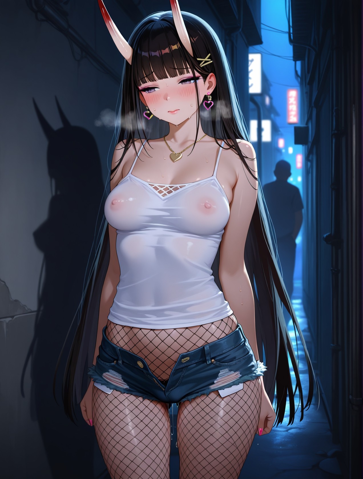 สาวอนิเมะที่สร้างด้วย AI - 碧蓝航线 能代站街: เสื้อกล้ามขาว กางเกงขาสั้น หน้าอกใหญ่ สะโพกกลมกลึง อุปกรณ์ยั่วใจ 254P
