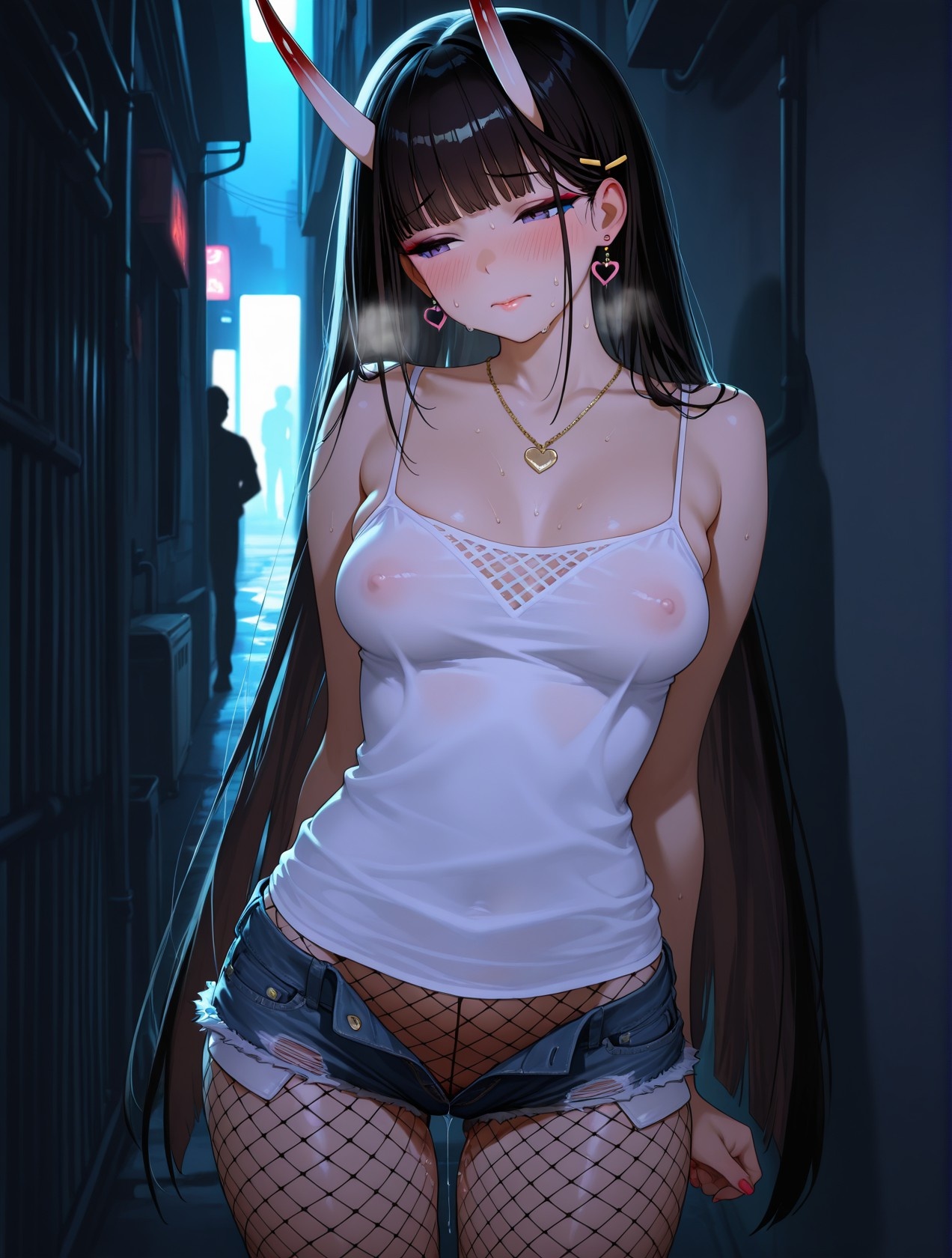 สาวอนิเมะที่สร้างด้วย AI - 碧蓝航线 能代站街: เสื้อกล้ามขาว กางเกงขาสั้น หน้าอกใหญ่ สะโพกกลมกลึง อุปกรณ์ยั่วใจ 254P