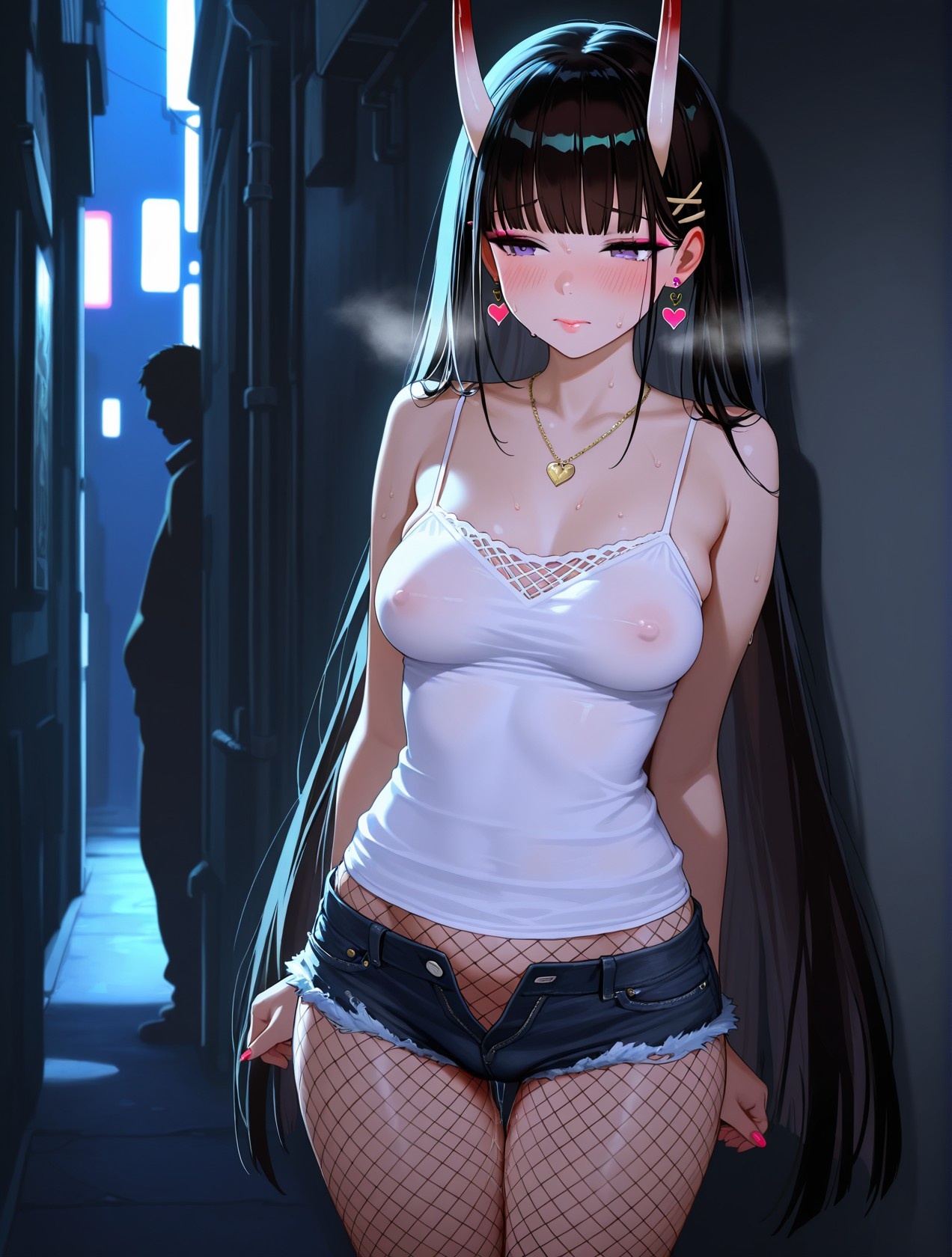 สาวอนิเมะที่สร้างด้วย AI - 碧蓝航线 能代站街: เสื้อกล้ามขาว กางเกงขาสั้น หน้าอกใหญ่ สะโพกกลมกลึง อุปกรณ์ยั่วใจ 254P