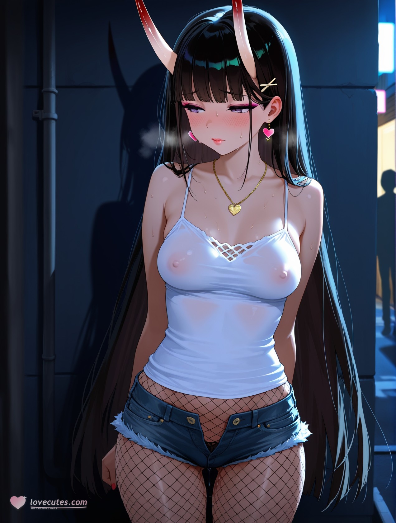 สาวอนิเมะที่สร้างด้วย AI - 碧蓝航线 能代站街: เสื้อกล้ามขาว กางเกงขาสั้น หน้าอกใหญ่ สะโพกกลมกลึง อุปกรณ์ยั่วใจ 254P