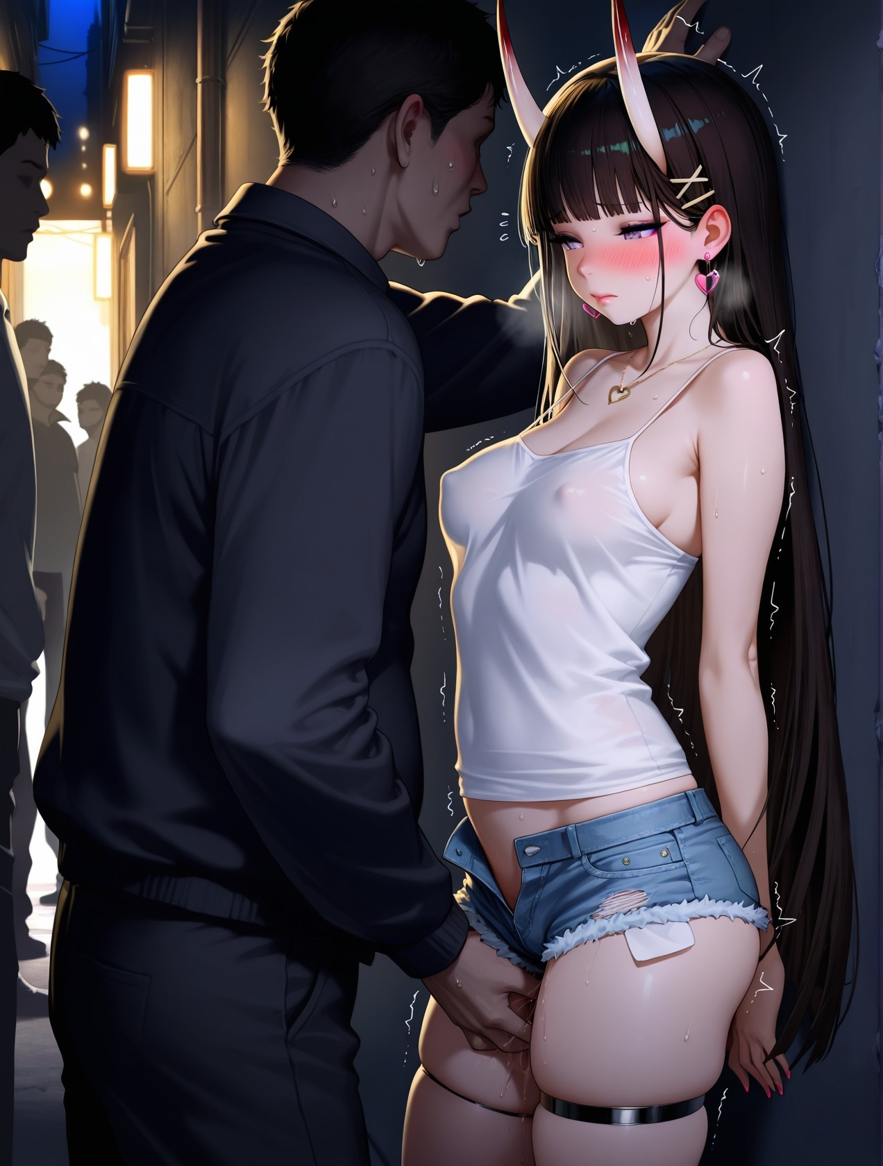 สาวอนิเมะที่สร้างด้วย AI - 碧蓝航线 能代站街: เสื้อกล้ามขาว กางเกงขาสั้น หน้าอกใหญ่ สะโพกกลมกลึง อุปกรณ์ยั่วใจ 254P