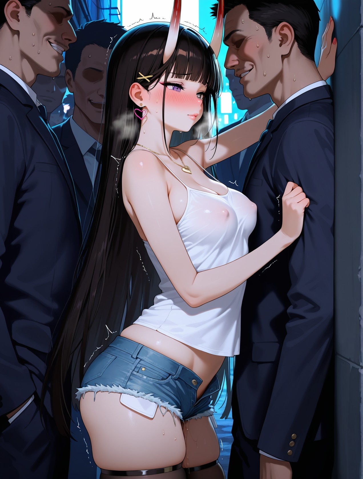 สาวอนิเมะที่สร้างด้วย AI - 碧蓝航线 能代站街: เสื้อกล้ามขาว กางเกงขาสั้น หน้าอกใหญ่ สะโพกกลมกลึง อุปกรณ์ยั่วใจ 254P