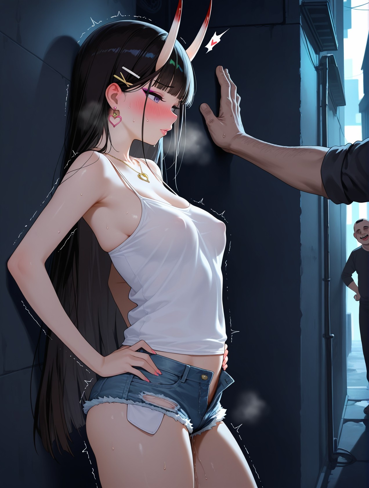 AI Generated Anime Girl - 碧蓝航线 能代站街：白背心热裤巨乳翘臀 道具挑逗 254P