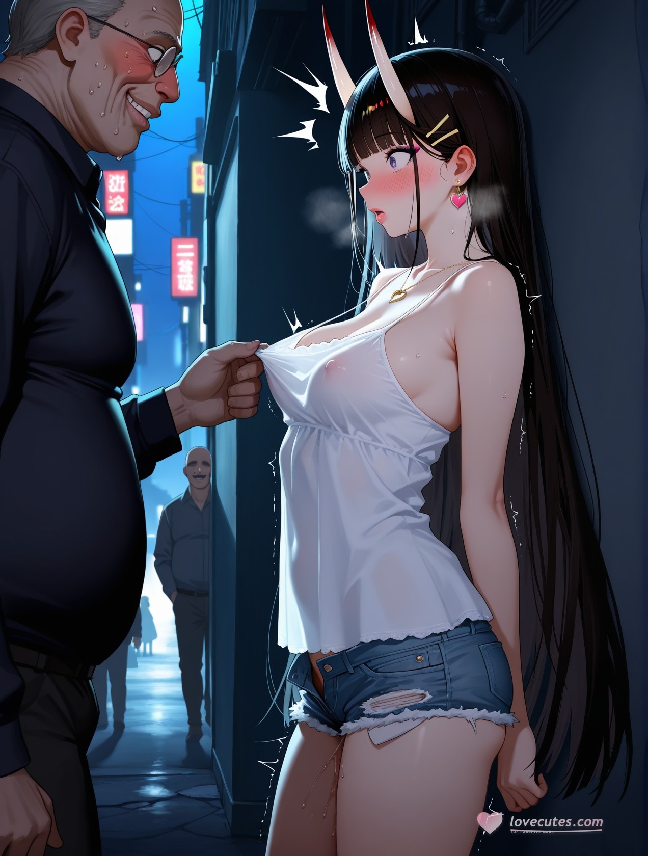AI Generated Anime Girl - 碧蓝航线 能代站街：白背心热裤巨乳翘臀 道具挑逗 254P