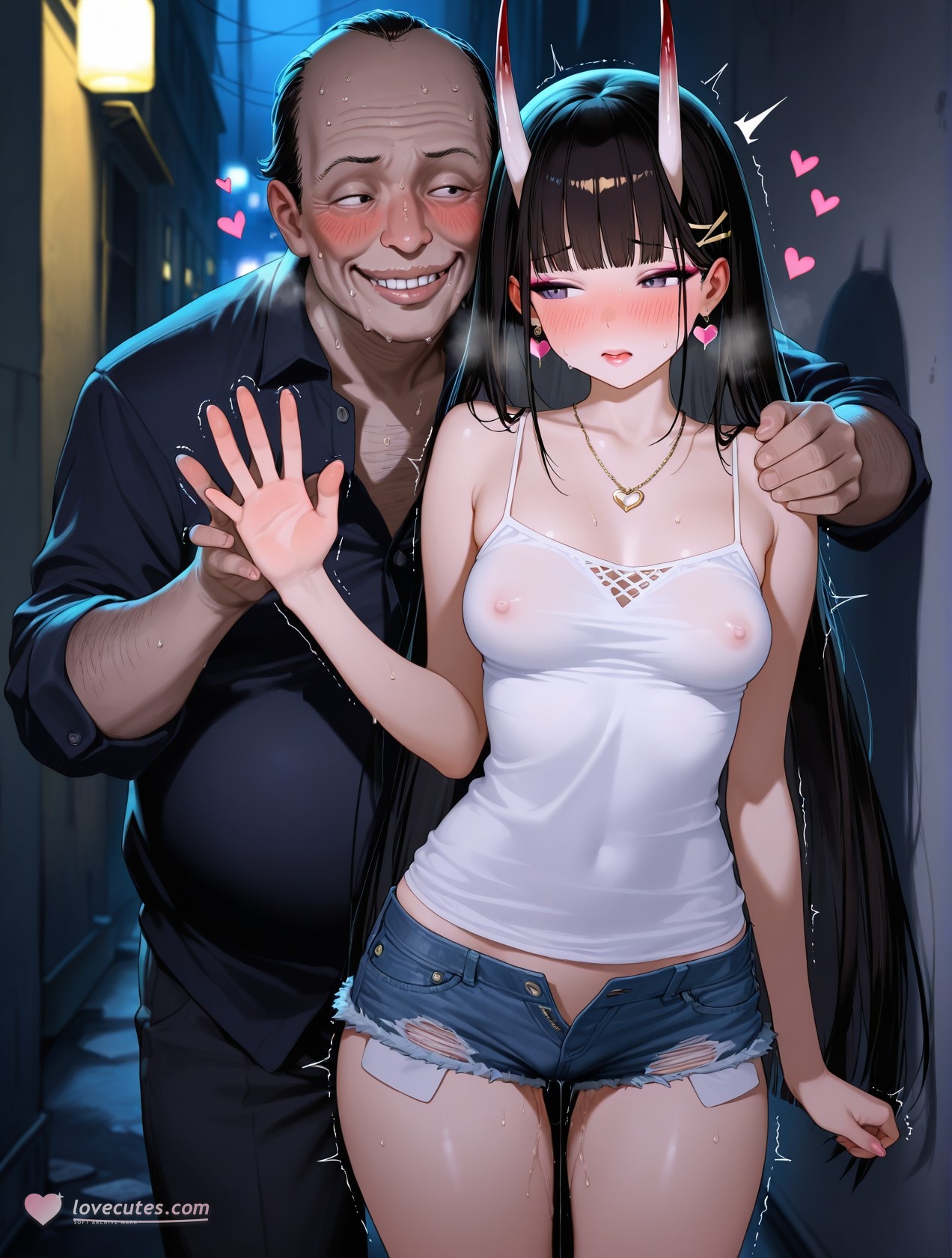สาวอนิเมะที่สร้างด้วย AI - 碧蓝航线 能代站街: เสื้อกล้ามขาว กางเกงขาสั้น หน้าอกใหญ่ สะโพกกลมกลึง อุปกรณ์ยั่วใจ 254P