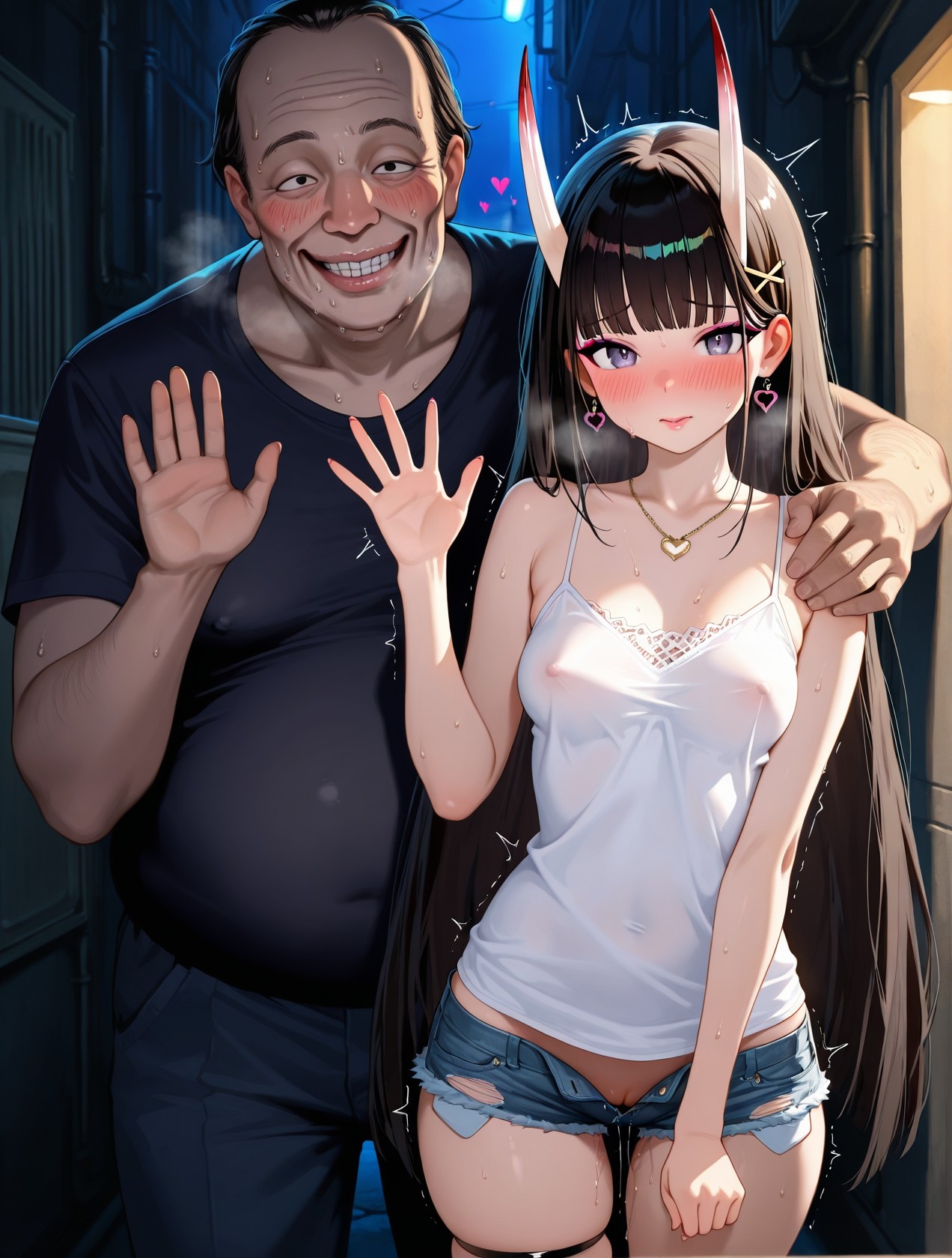 สาวอนิเมะที่สร้างด้วย AI - 碧蓝航线 能代站街: เสื้อกล้ามขาว กางเกงขาสั้น หน้าอกใหญ่ สะโพกกลมกลึง อุปกรณ์ยั่วใจ 254P