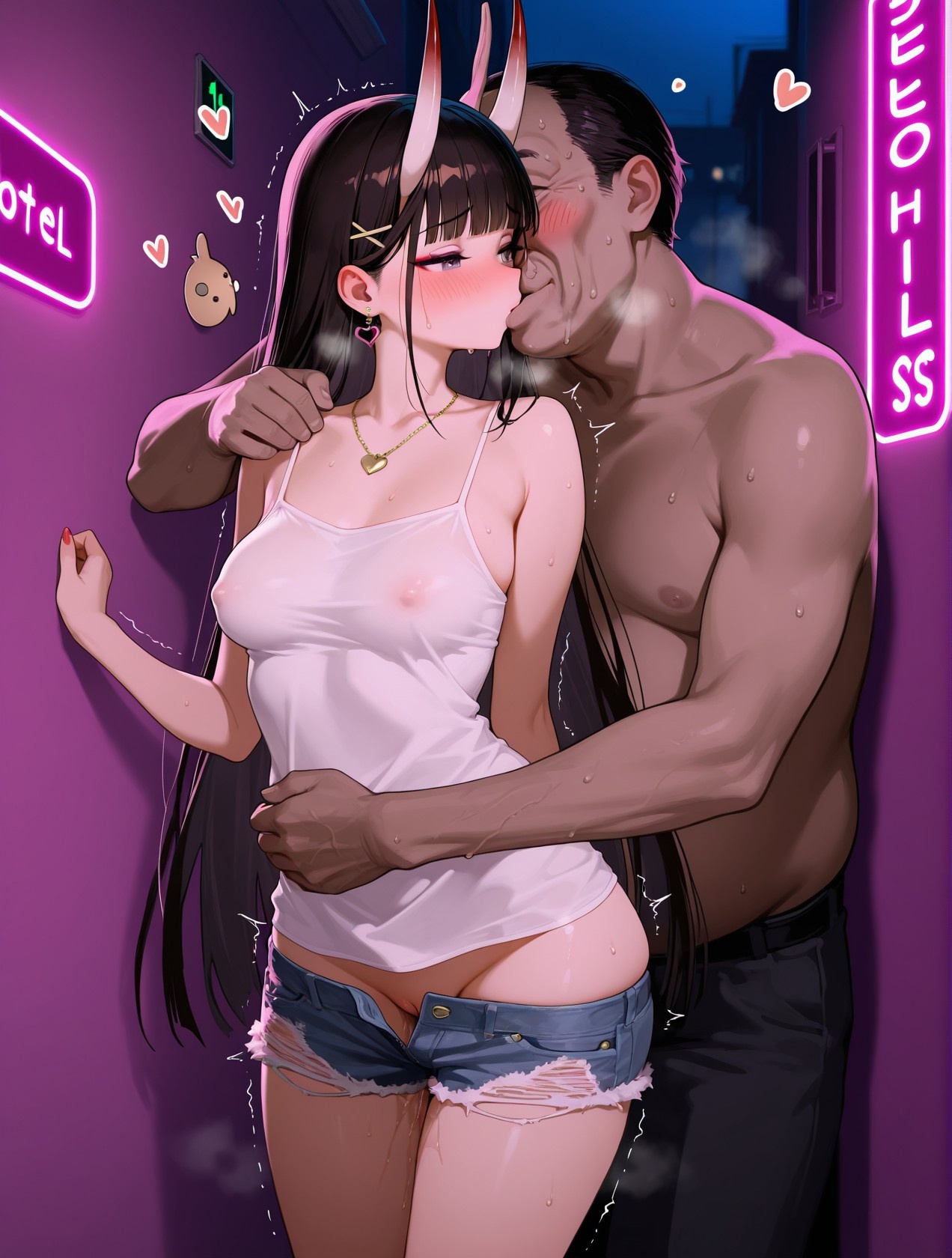 สาวอนิเมะที่สร้างด้วย AI - 碧蓝航线 能代站街: เสื้อกล้ามขาว กางเกงขาสั้น หน้าอกใหญ่ สะโพกกลมกลึง อุปกรณ์ยั่วใจ 254P