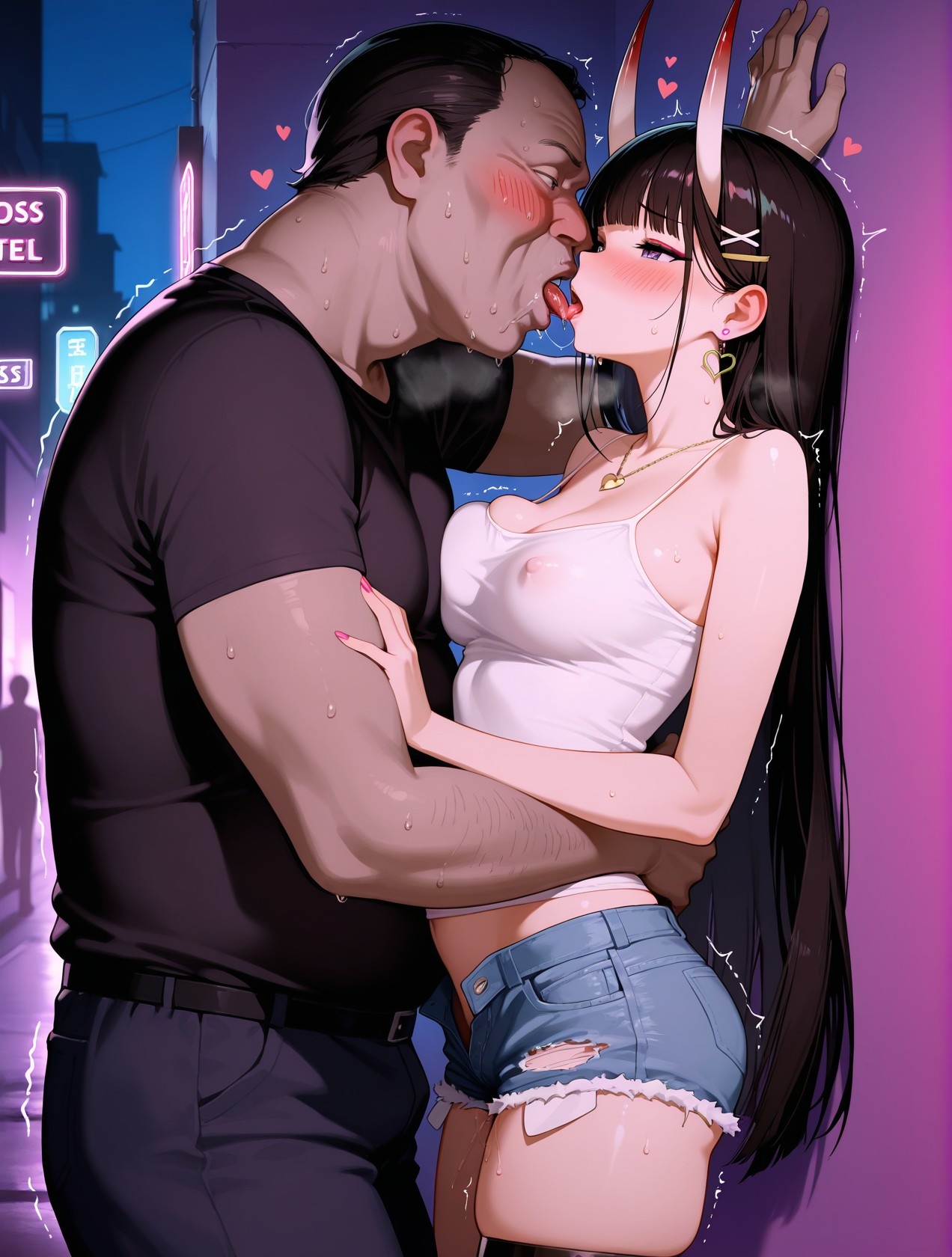 สาวอนิเมะที่สร้างด้วย AI - 碧蓝航线 能代站街: เสื้อกล้ามขาว กางเกงขาสั้น หน้าอกใหญ่ สะโพกกลมกลึง อุปกรณ์ยั่วใจ 254P