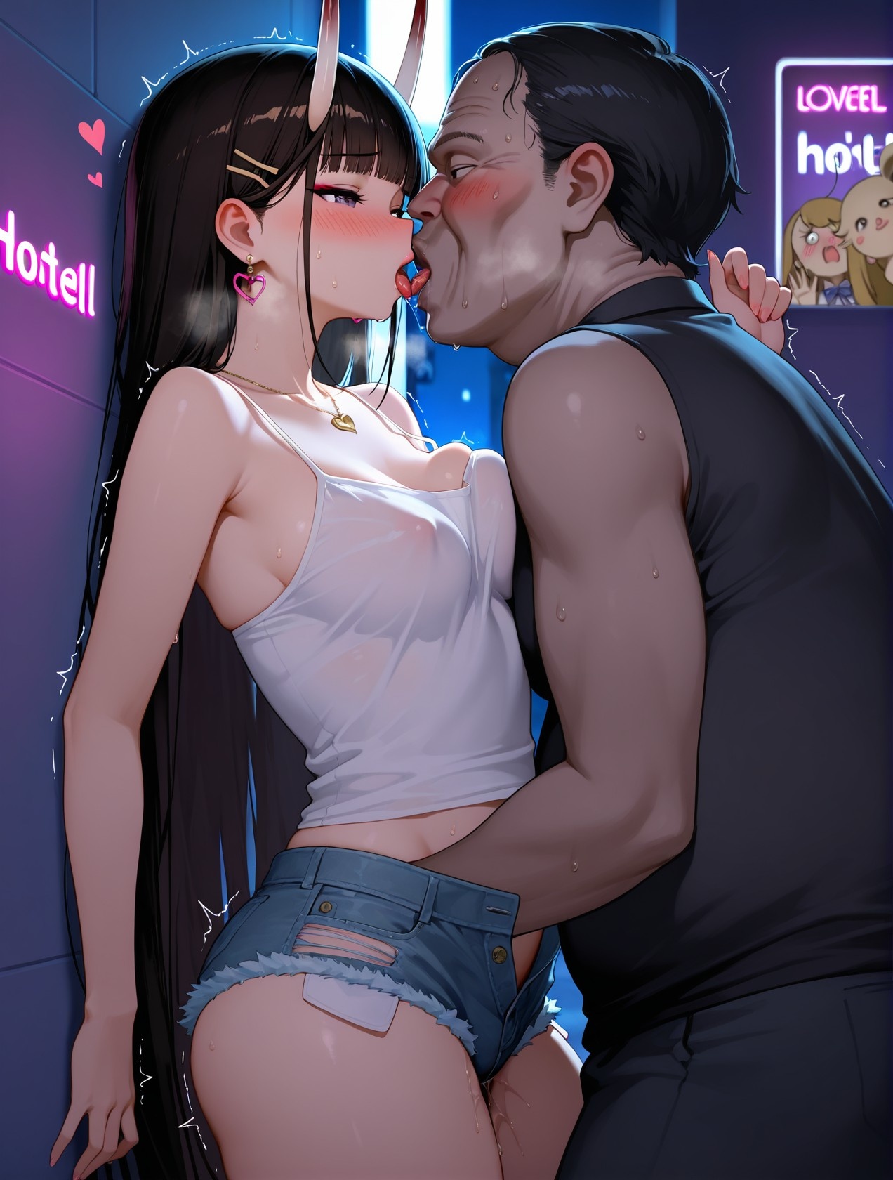 สาวอนิเมะที่สร้างด้วย AI - 碧蓝航线 能代站街: เสื้อกล้ามขาว กางเกงขาสั้น หน้าอกใหญ่ สะโพกกลมกลึง อุปกรณ์ยั่วใจ 254P
