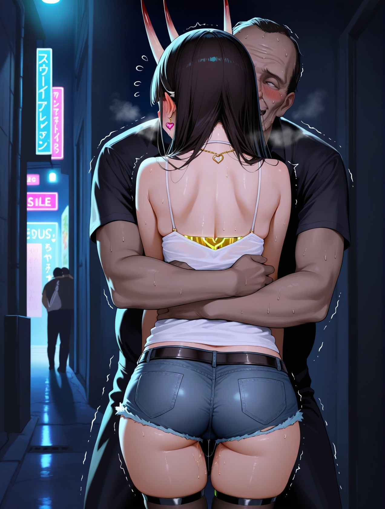 สาวอนิเมะที่สร้างด้วย AI - 碧蓝航线 能代站街: เสื้อกล้ามขาว กางเกงขาสั้น หน้าอกใหญ่ สะโพกกลมกลึง อุปกรณ์ยั่วใจ 254P