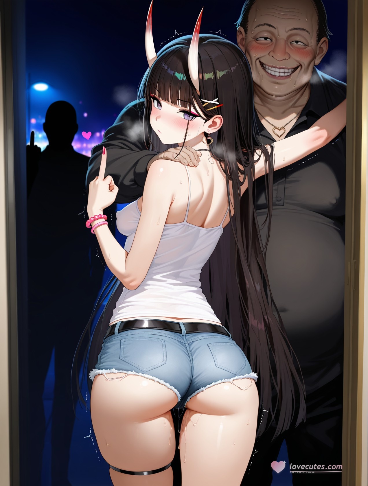 AI Generated Anime Girl - 碧蓝航线 能代站街：白背心热裤巨乳翘臀 道具挑逗 254P