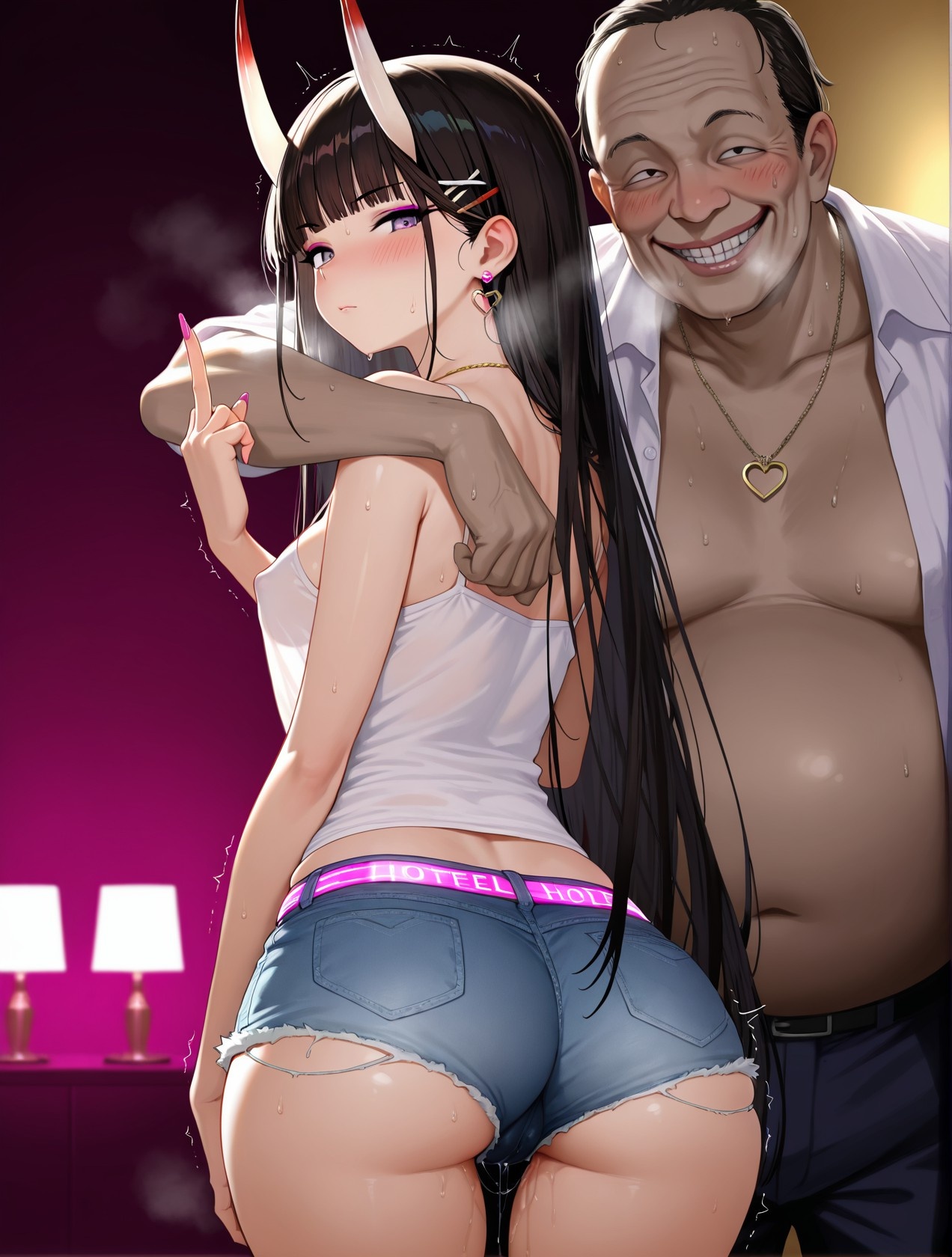 AI Generated Anime Girl - 碧蓝航线 能代站街：白背心热裤巨乳翘臀 道具挑逗 254P