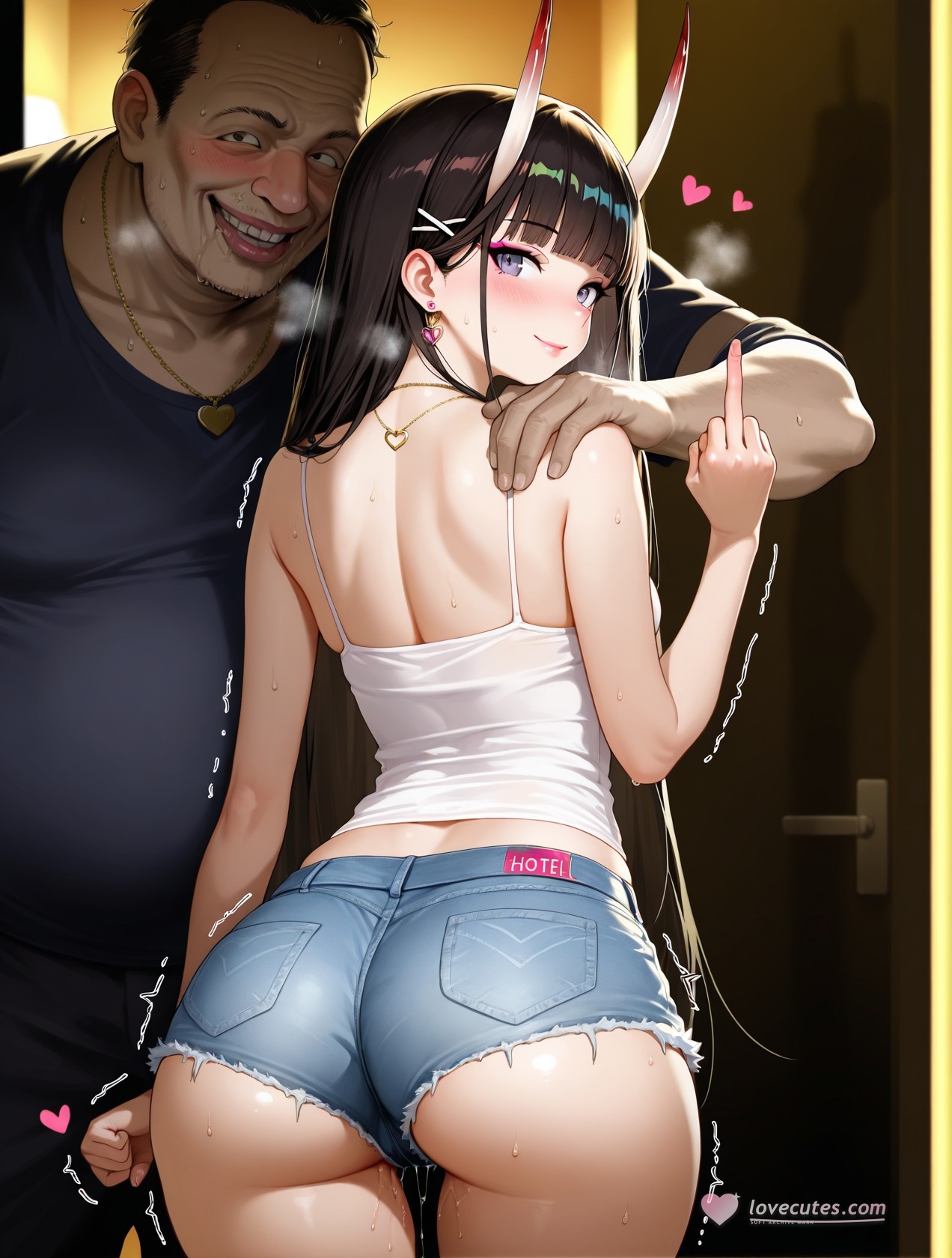 AI Generated Anime Girl - 碧蓝航线 能代站街：白背心热裤巨乳翘臀 道具挑逗 254P