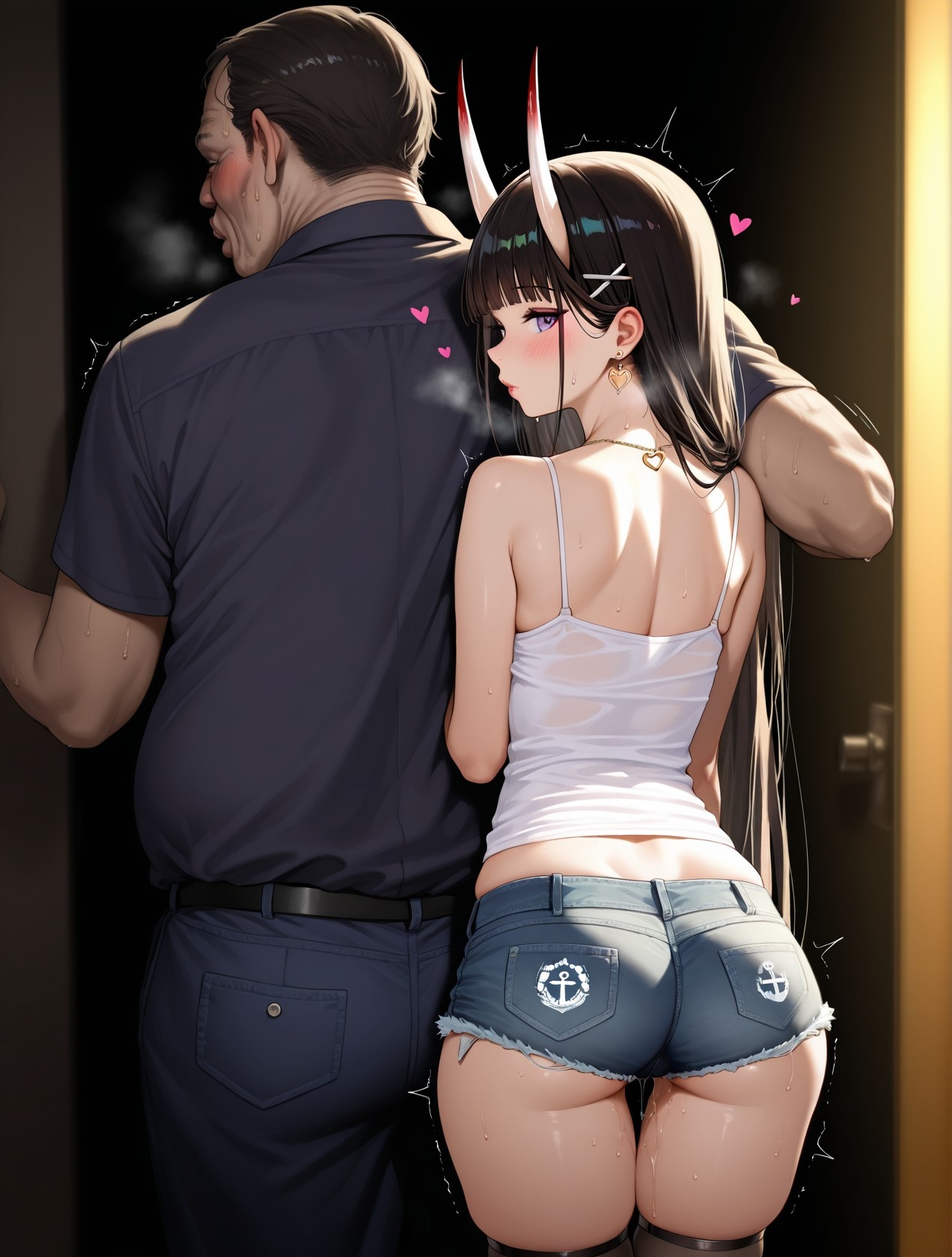 AI Generated Anime Girl - 碧蓝航线 能代站街：白背心热裤巨乳翘臀 道具挑逗 254P