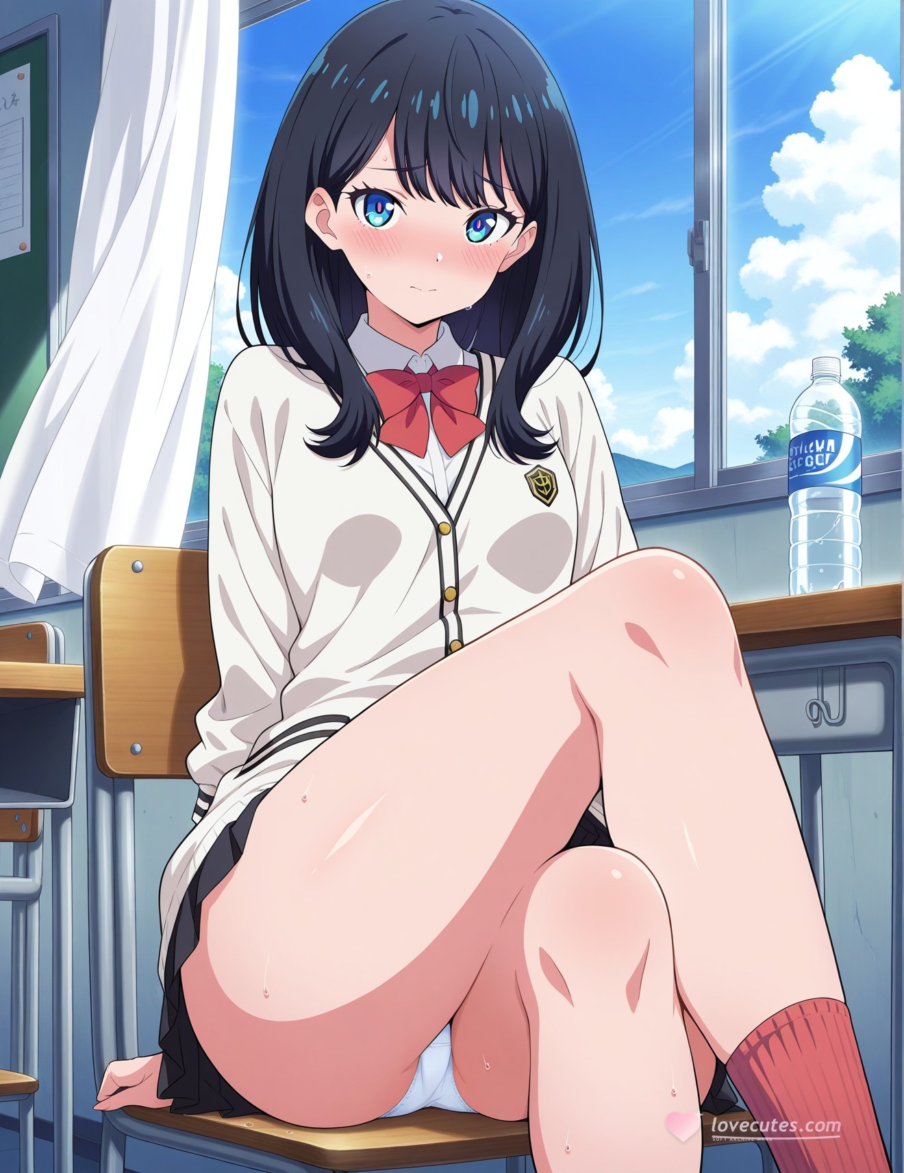 AI Generated Anime Girl - SSSS.GRIDMAN 宝多六花：学生装蕾丝内衣露穴 252P