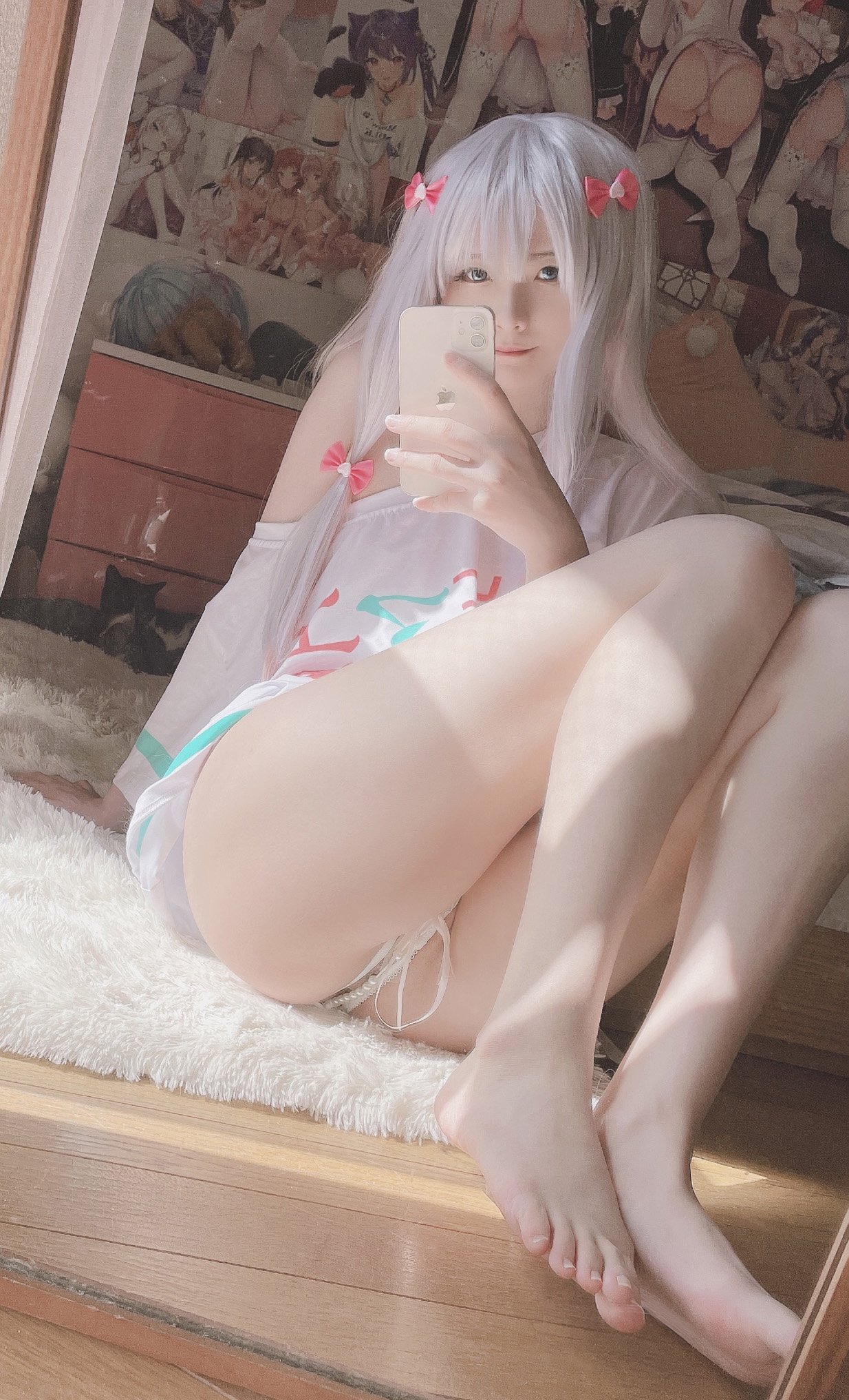 [cosplay] 习呆呆 - 和泉纱雾：粉色睡衣露点大尺度还原 64P1V