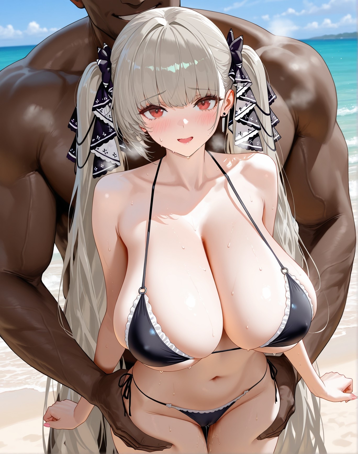 AI Generated Anime Girl - 陌生地点NTR：泳装双马尾露穴 162P