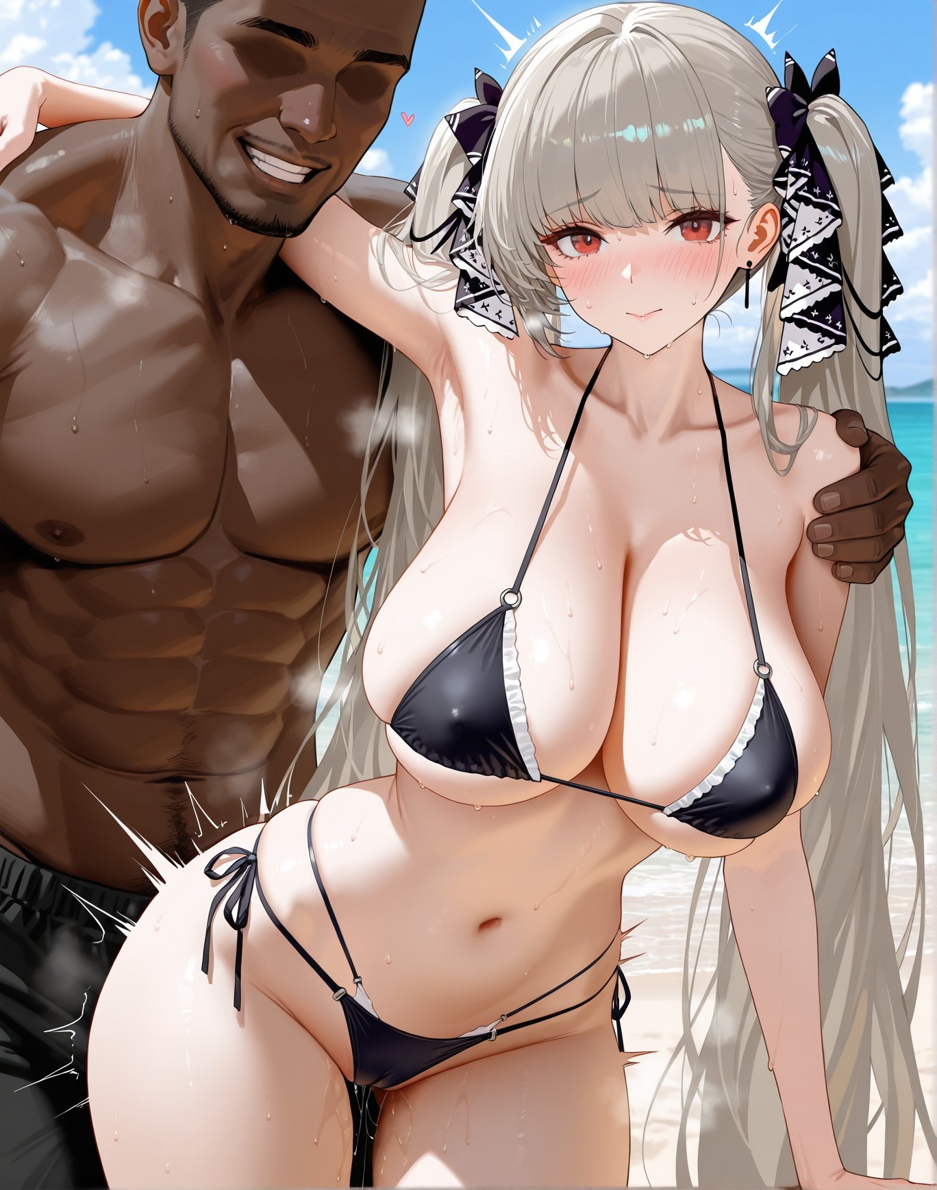 AI Generated Anime Girl - 陌生地点NTR：泳装双马尾露穴 162P