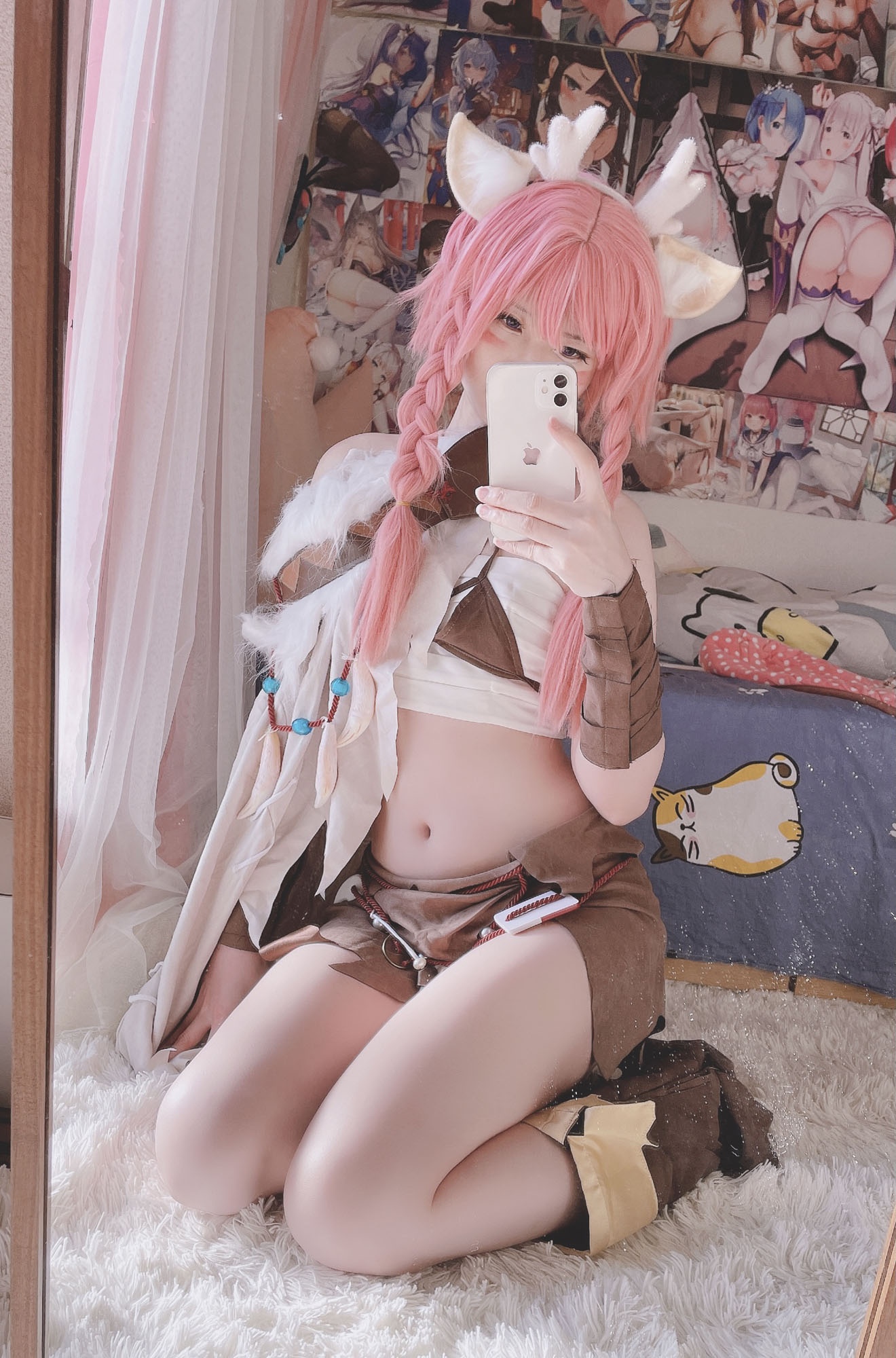 '[cosplay] Hí Đái Đái - Yêu: Tóc Hồng, Tai Thú, Khoảng Khắc Gợi Cảm 23P1V'