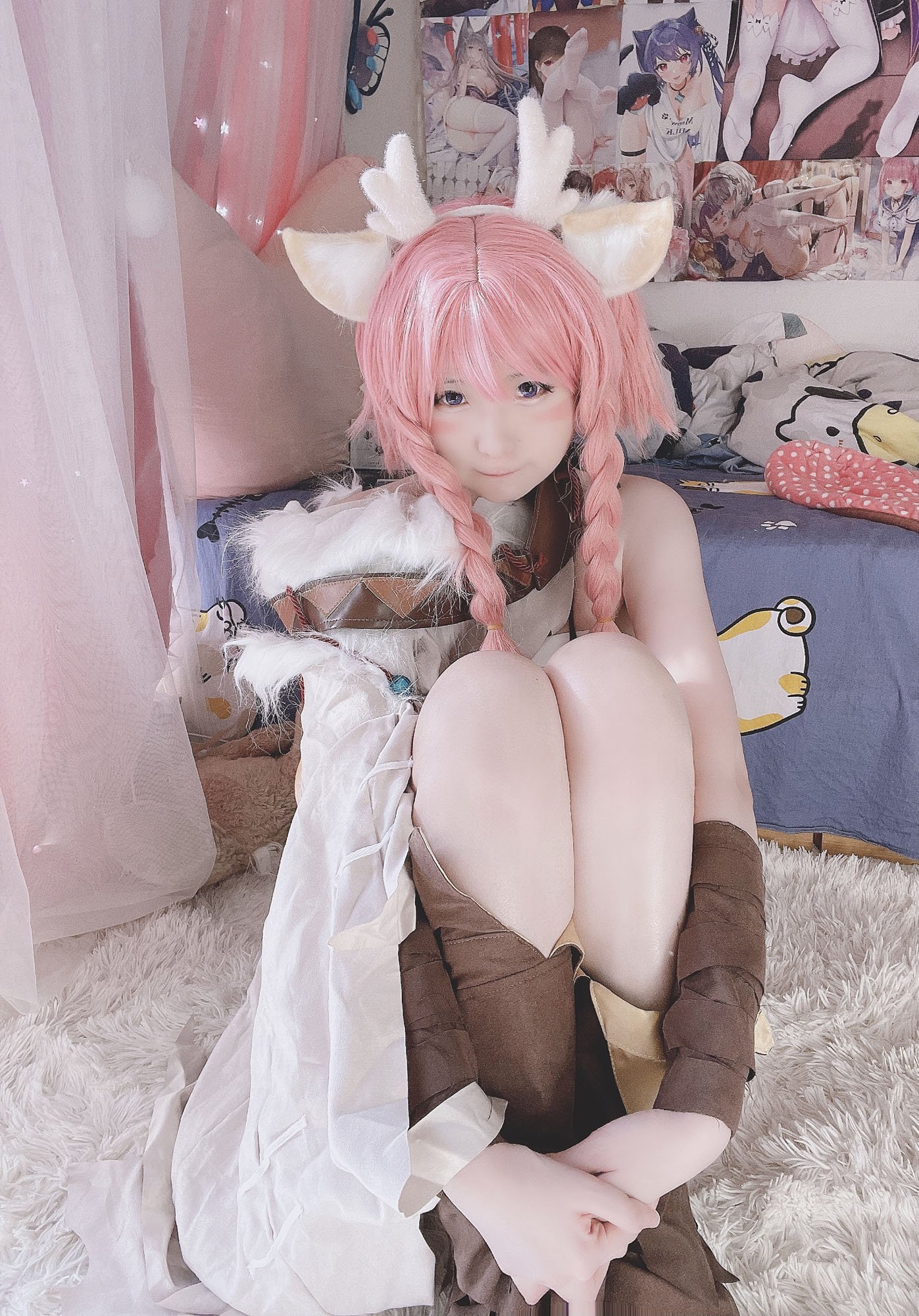 '[cosplay] Hí Đái Đái - Yêu: Tóc Hồng, Tai Thú, Khoảng Khắc Gợi Cảm 23P1V'