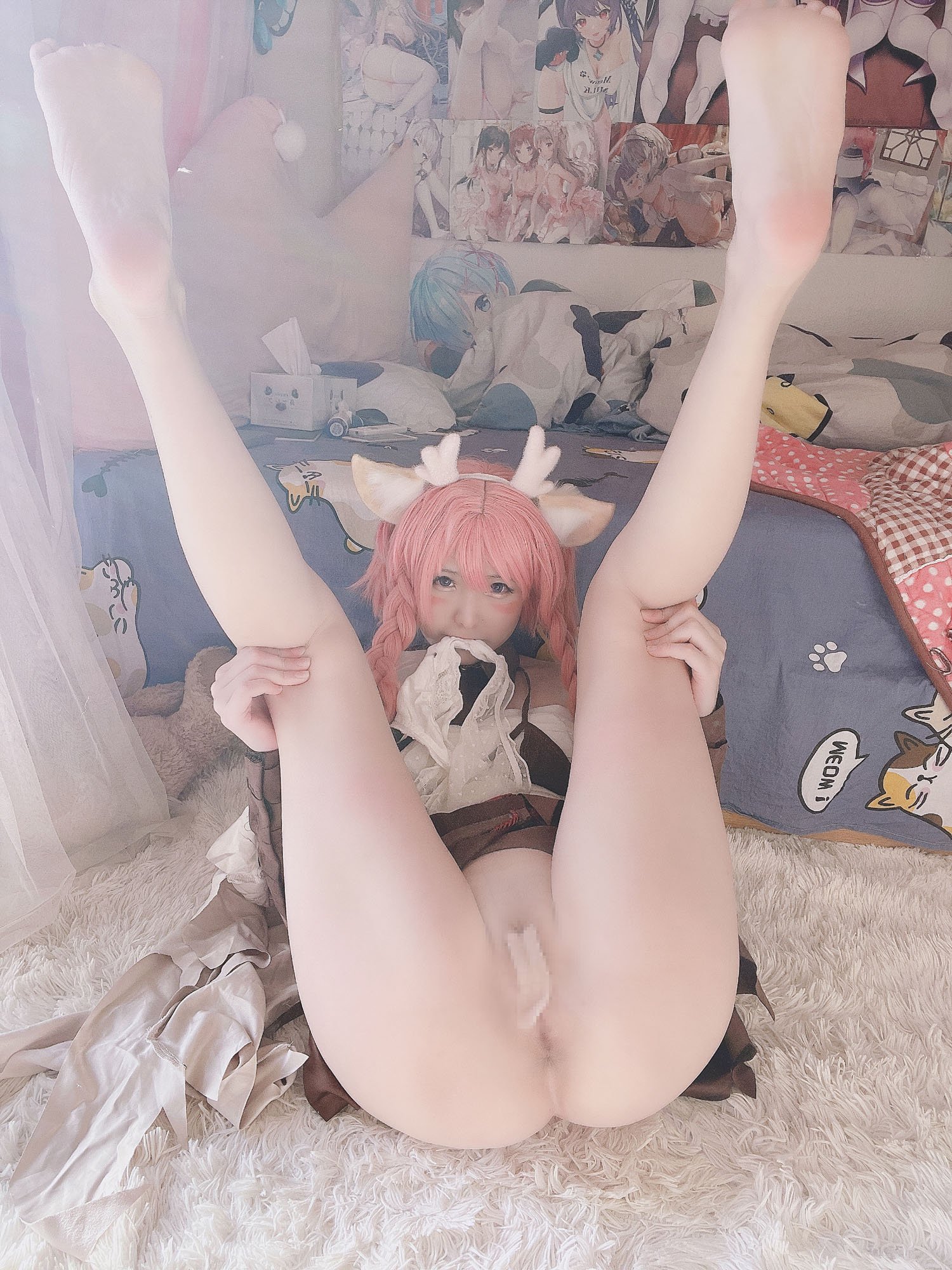 '[cosplay] Hí Đái Đái - Yêu: Tóc Hồng, Tai Thú, Khoảng Khắc Gợi Cảm 23P1V'