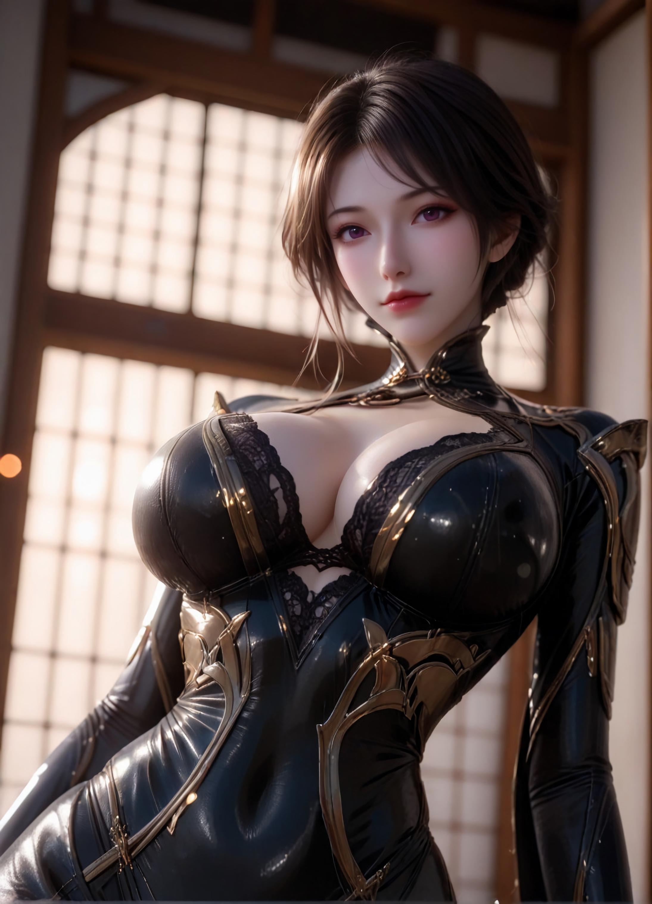 AI Generated Anime Girl - 斗罗大陆 朱竹云：黑丝紧身湿身巨乳 105P