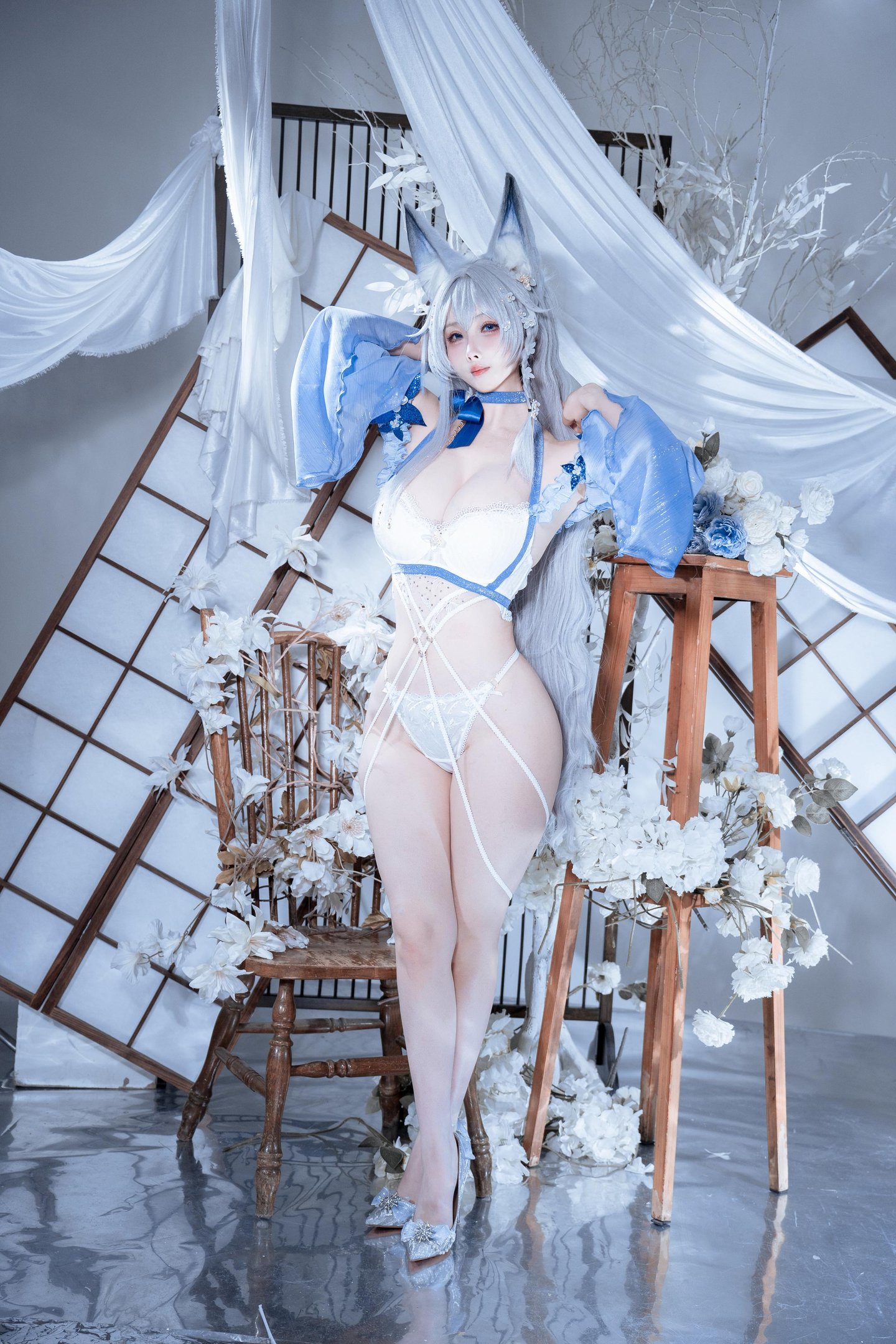 '[cosplay] rioko凉凉子 - 信浓水夏: Tai cáo trắng xanh, ngực đẹp, chân dài - 37P'
