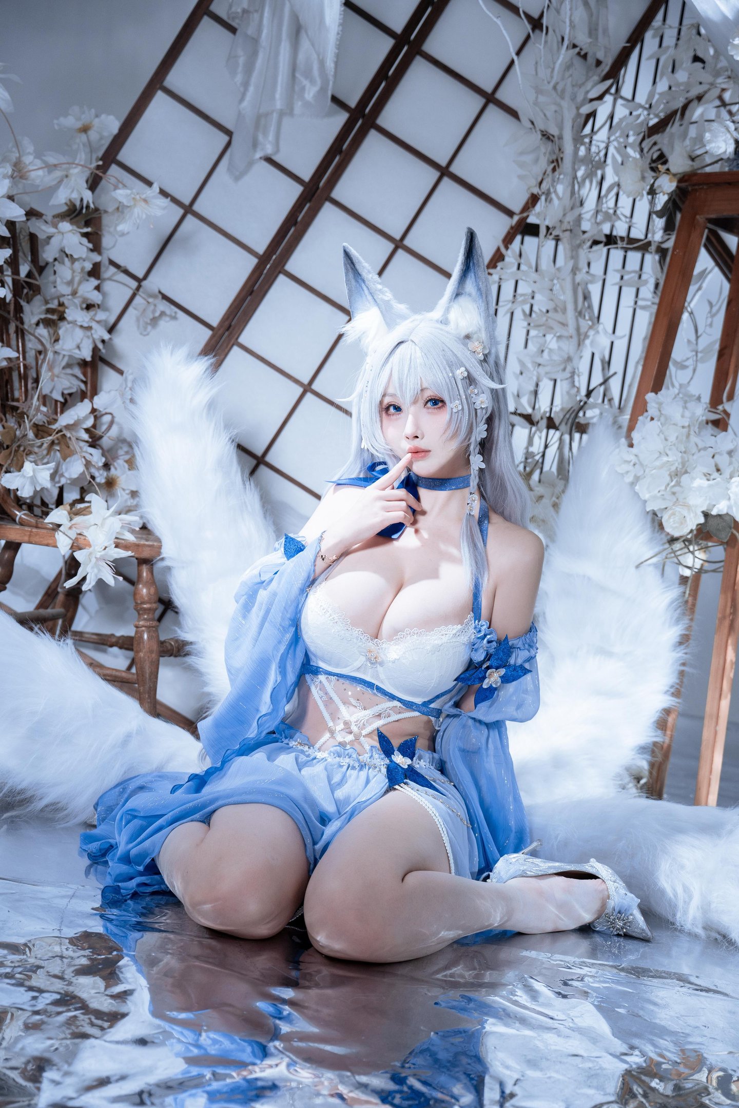 '[cosplay] rioko凉凉子 - 信浓水夏: Tai cáo trắng xanh, ngực đẹp, chân dài - 37P'