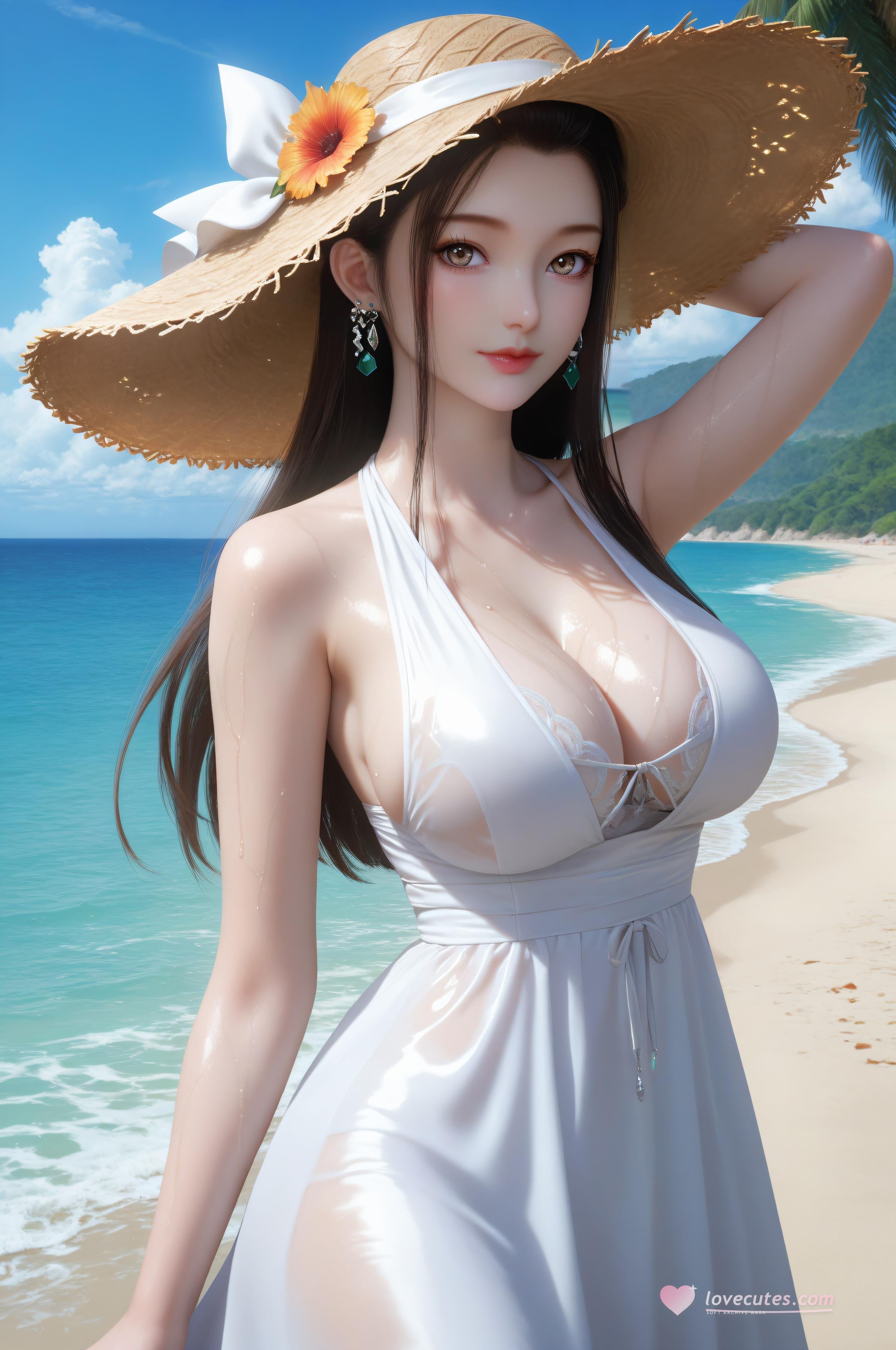 AI Generated Anime Girl - 神国之上 陆嫁嫁：海滩度假巨乳美腿 91P