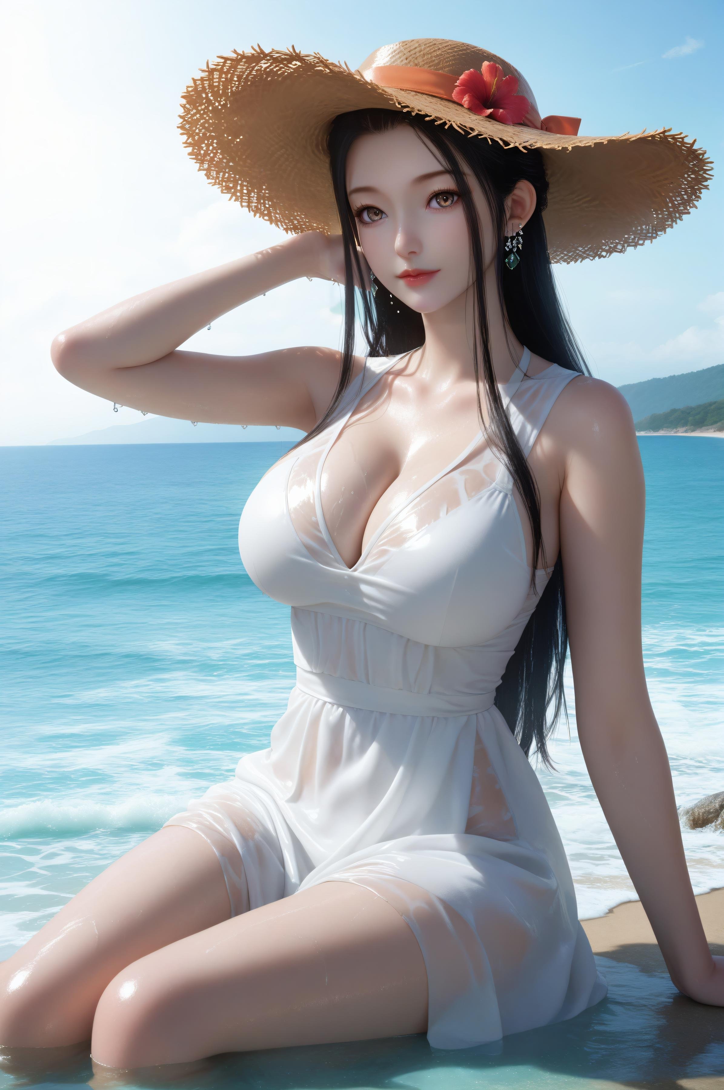 AI Generated Anime Girl - 神国之上 陆嫁嫁：海滩度假巨乳美腿 91P