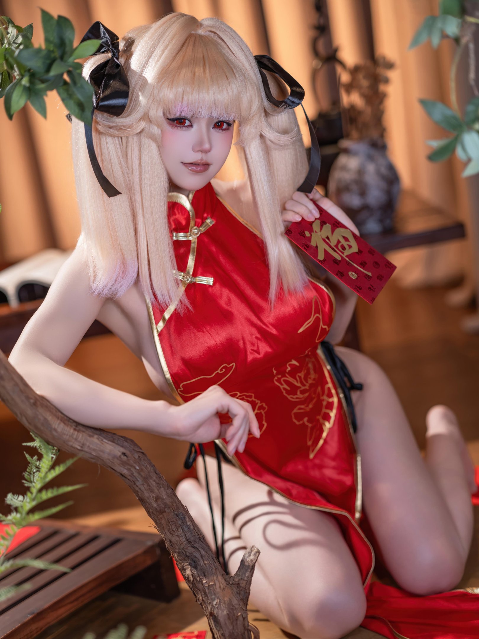 [私房] 小仓千代w - Tết Nguyên Đán: nội y gợi cảm màu đỏ, tai thú, chụp riêng tư, phơi bày táo bạo 26P