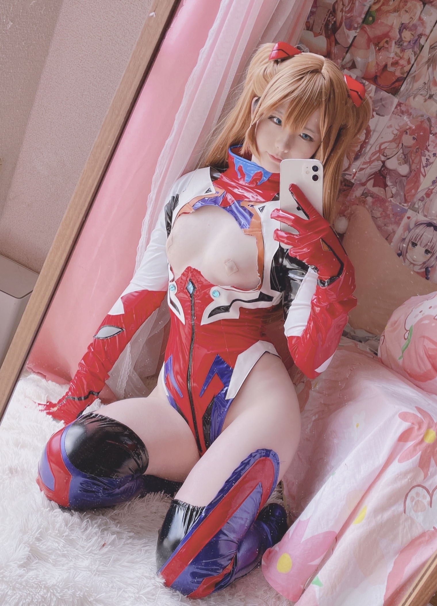 [cosplay] 习呆呆 - EVA 明日香战斗服：紧身战衣巨乳大尺度还原 16P1V