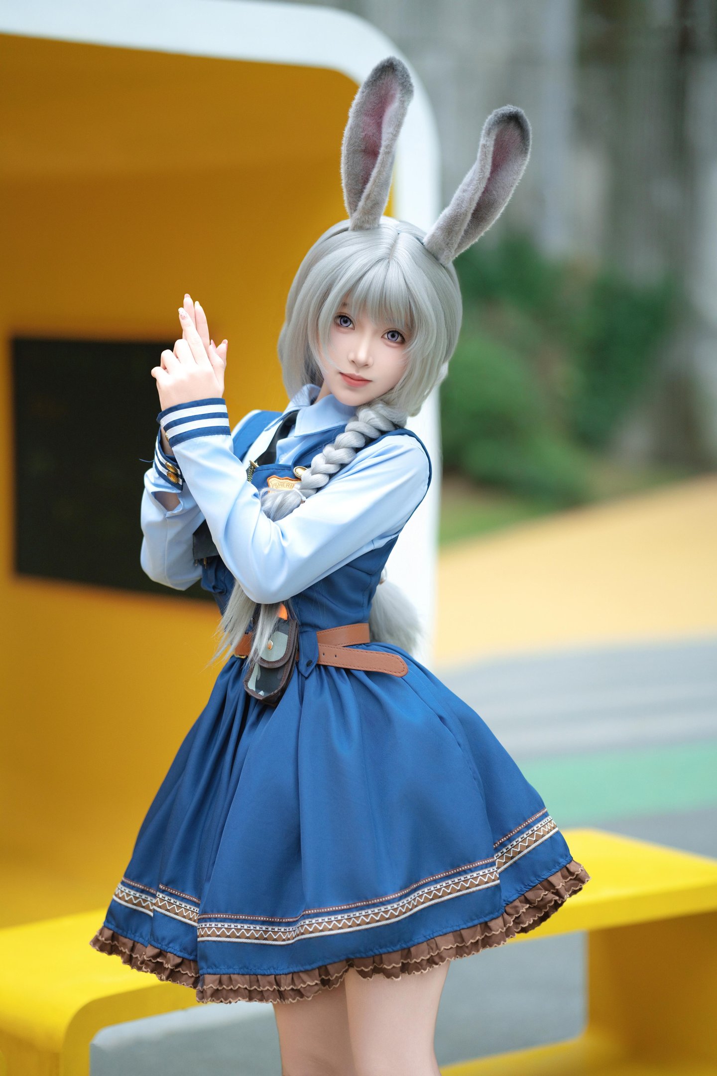 [cosplay] Bangni邦尼 - Cảnh sát thỏ: cảnh sát thỏ tai thỏ đồng phục xanh, xẻ cao dây buộc, quy mô lớn 72P8V