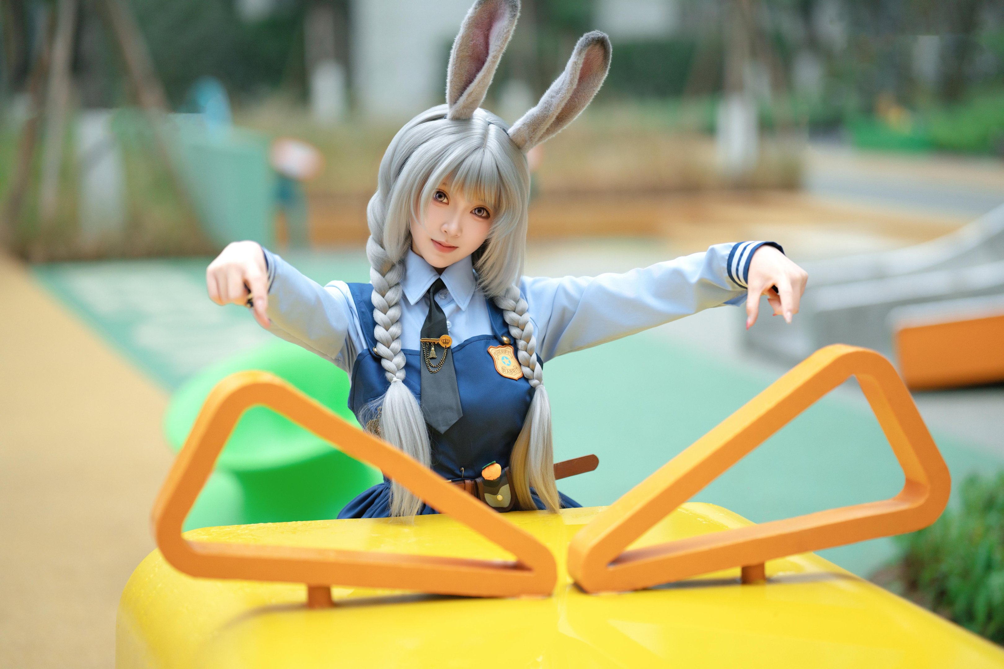 [cosplay] Bangni邦尼 - Cảnh sát thỏ: cảnh sát thỏ tai thỏ đồng phục xanh, xẻ cao dây buộc, quy mô lớn 72P8V