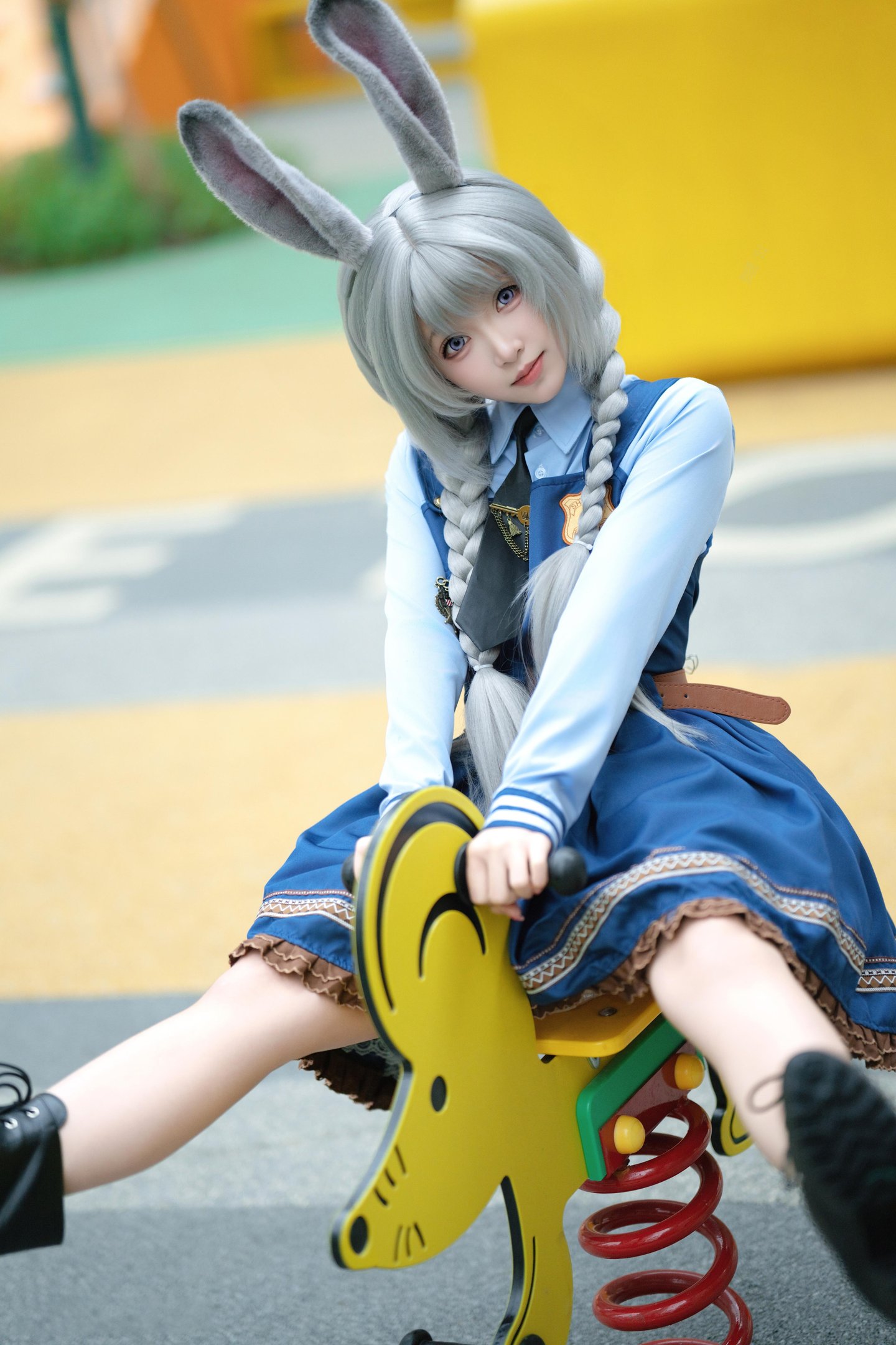 [cosplay] Bangni邦尼 - Cảnh sát thỏ: cảnh sát thỏ tai thỏ đồng phục xanh, xẻ cao dây buộc, quy mô lớn 72P8V