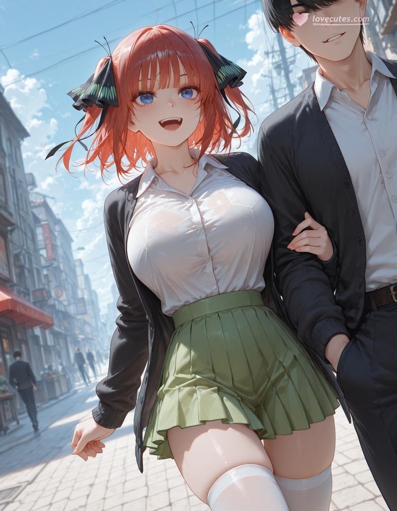 AI สร้างสาวอนิเมะ - 五等分的新娘 中野二乃 痴汉列车：蕾丝内衣学生装 325P