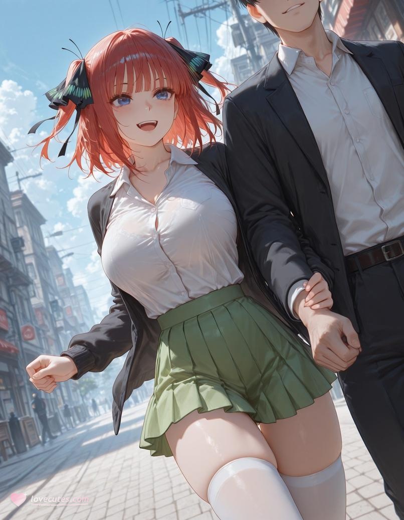 AI สร้างสาวอนิเมะ - 五等分的新娘 中野二乃 痴汉列车：蕾丝内衣学生装 325P