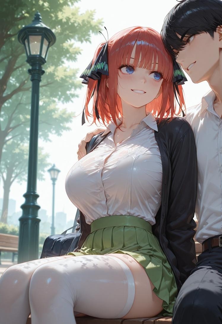 AI สร้างสาวอนิเมะ - 五等分的新娘 中野二乃 痴汉列车：蕾丝内衣学生装 325P