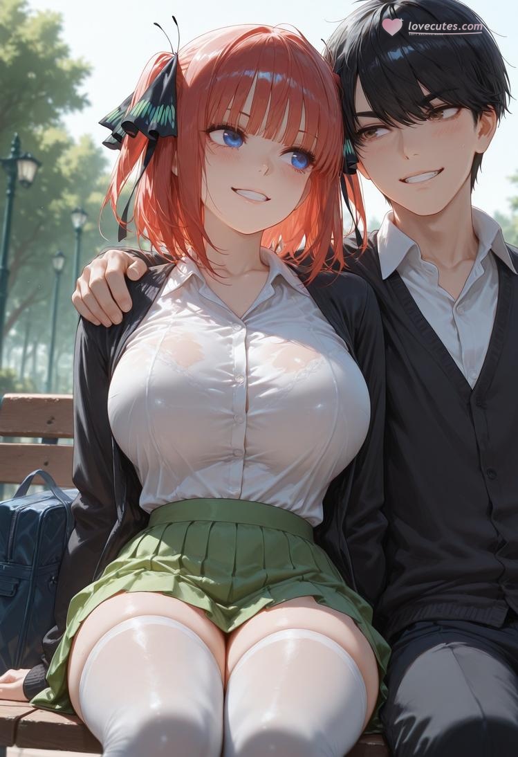 AI สร้างสาวอนิเมะ - 五等分的新娘 中野二乃 痴汉列车：蕾丝内衣学生装 325P